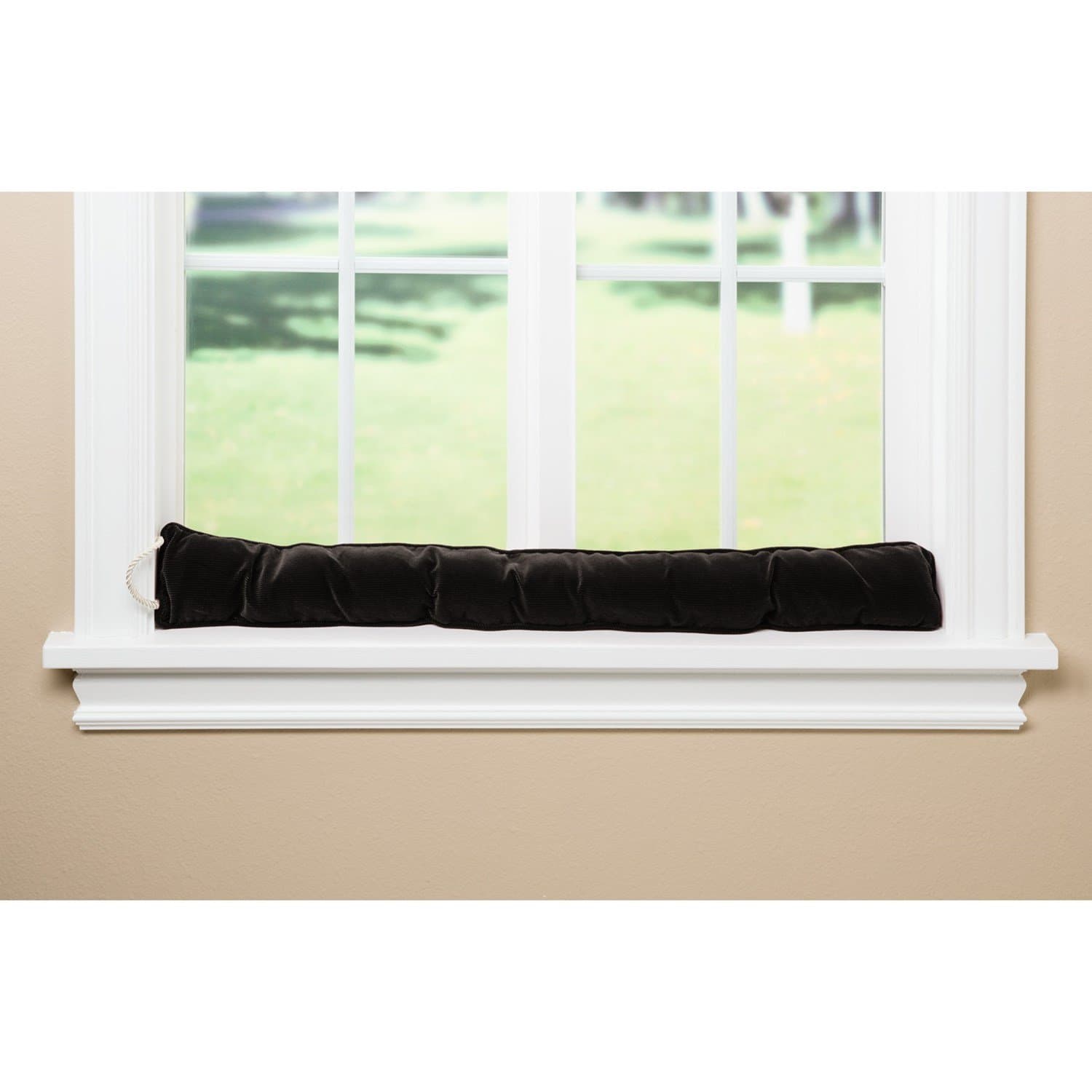 Heavy Duty Fleece Draft Blocker - Save Energy - Keep The Cold Out - 36-in (Black Ribbed)