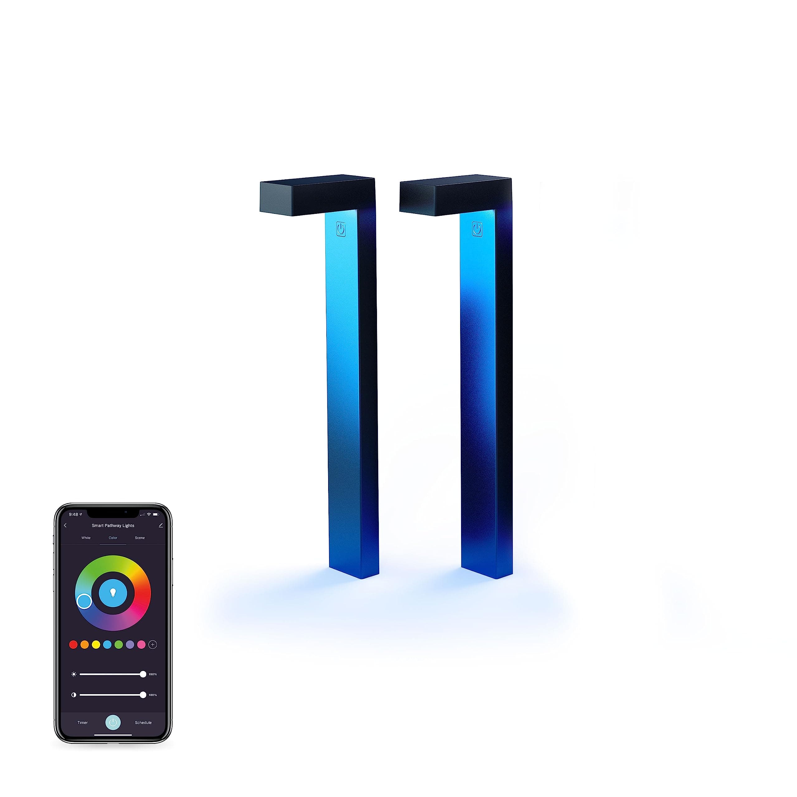 Atomi Smart WiFi LED Pathway Lights—2-Pack Extension Kit, 800 Lumens, Tunable, Dimmable, Link up to 40 Lights, Use with The 4-Pack Pathway Lights, App Control, Works with Alexa and Google Assistant