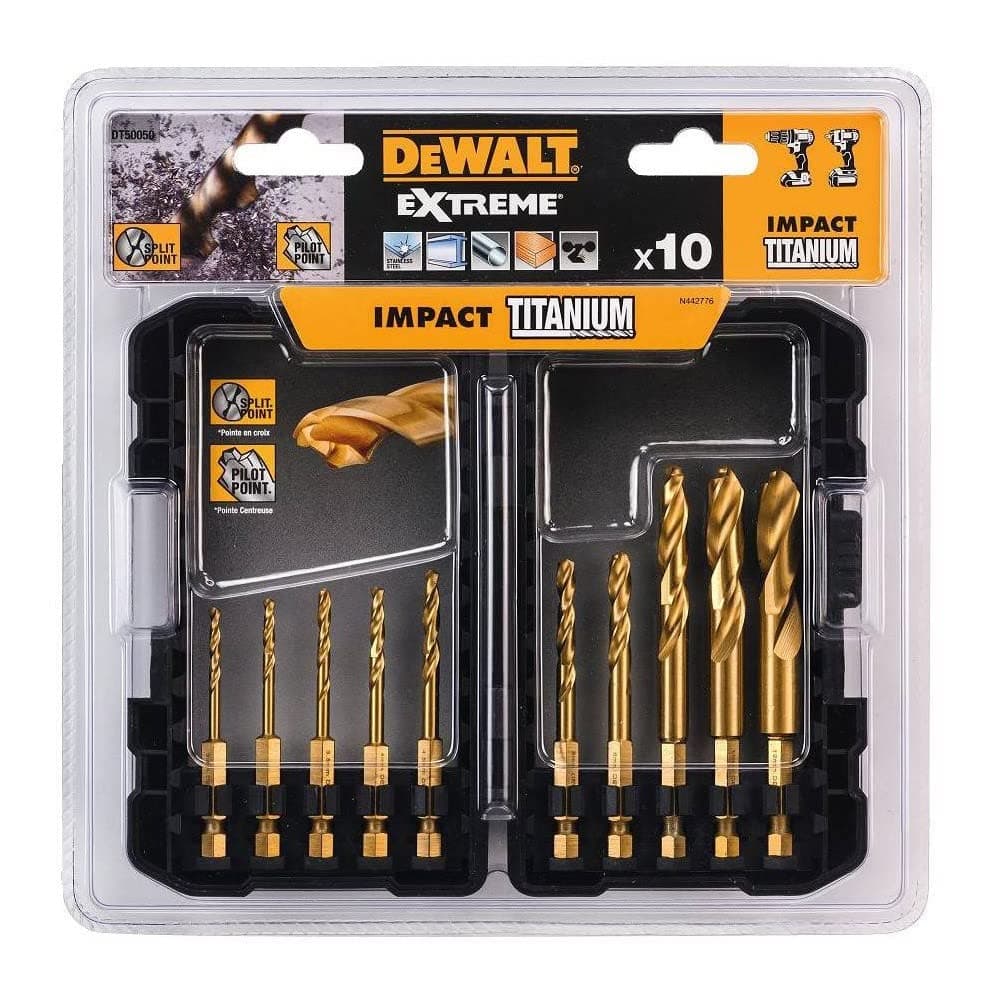 DEWALT 10 Pieces Impact TITANIUM Drill Bit Set DT50050-QZ