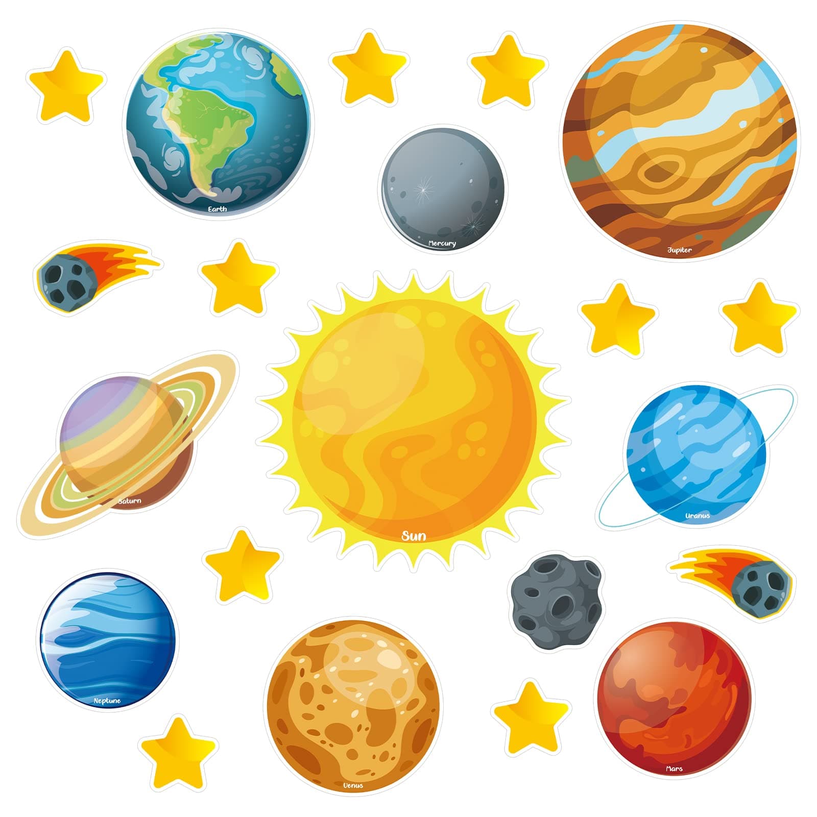 42 Pcs Solar System Cutouts Planet Cutouts for Bulletin Board Sun 8 Planets Galaxy Wall Decal Outer Space Room Decor Birthday Party Decorations