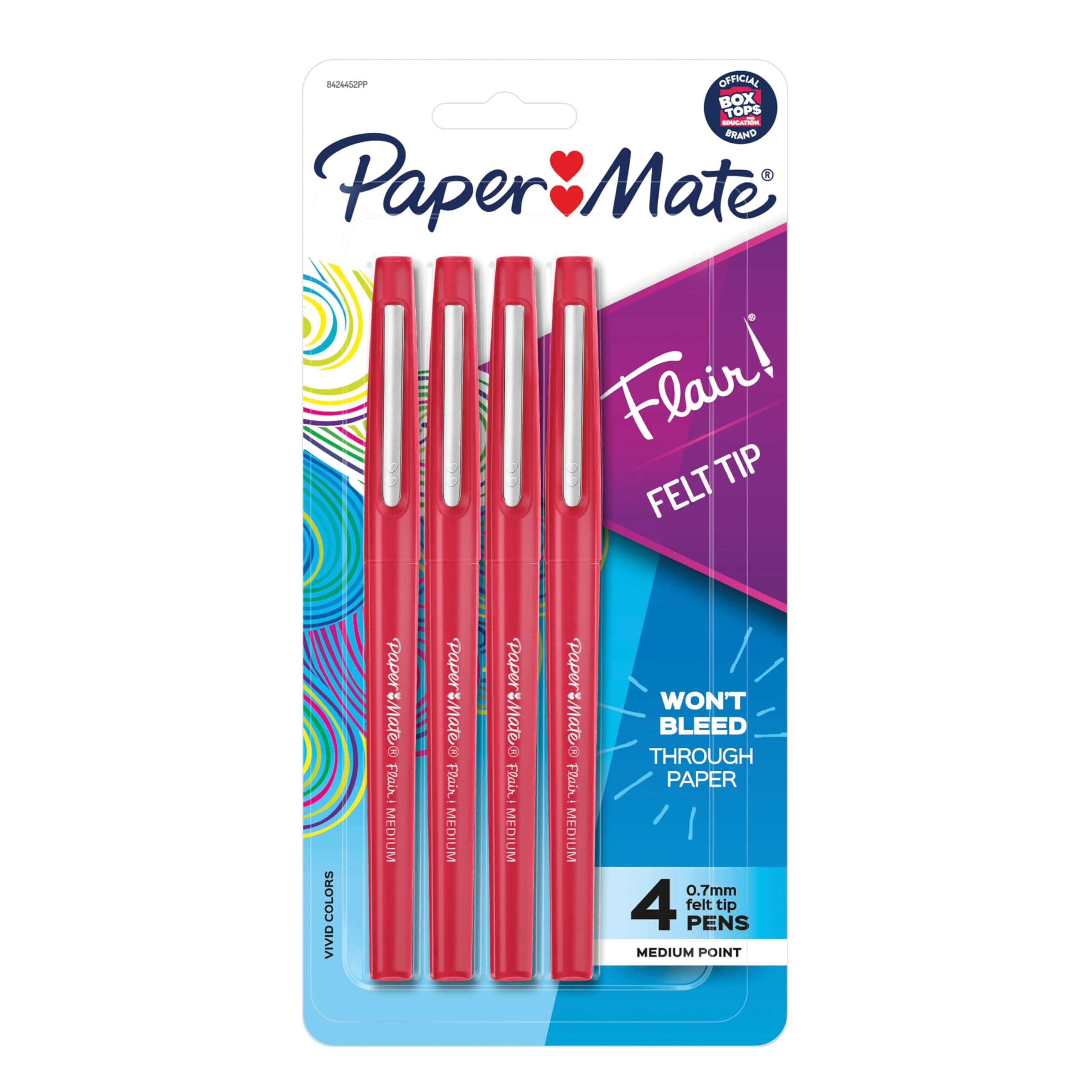 Paper Mate Flair Felt Tip Pens Medium Point (0.7mm) Red 4 count