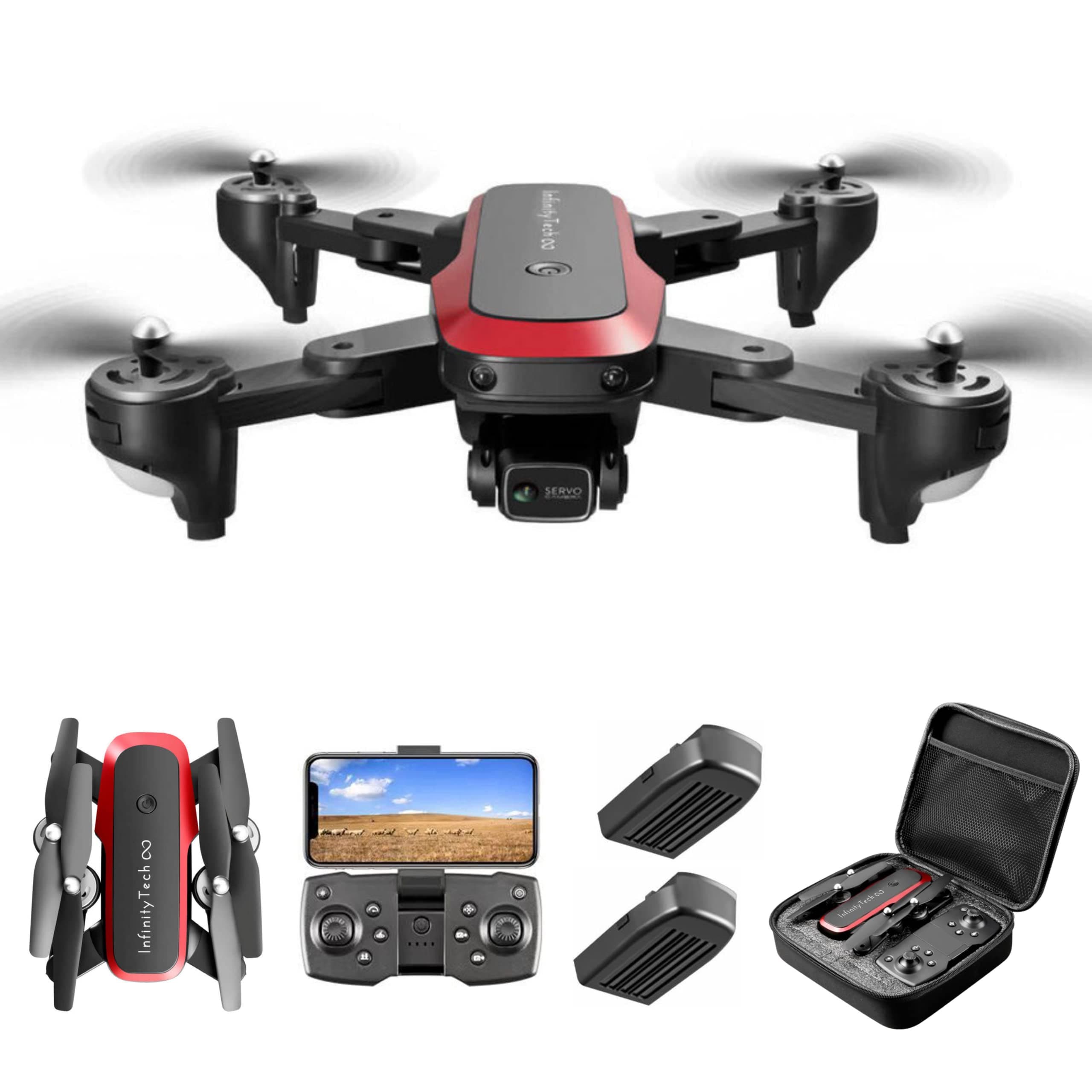S8000 Drone with 90° electrically adjustable 4k Camera for Kids and Adults - FPV Live Video Quadcopter equipped with 2 Batteries for up to 40 minutes of flight time - Long range distance up to 300m - 360° flip - Follow me - Auto return - One key take off/landing - Altitude hold - Indoor & Outdoor Toy