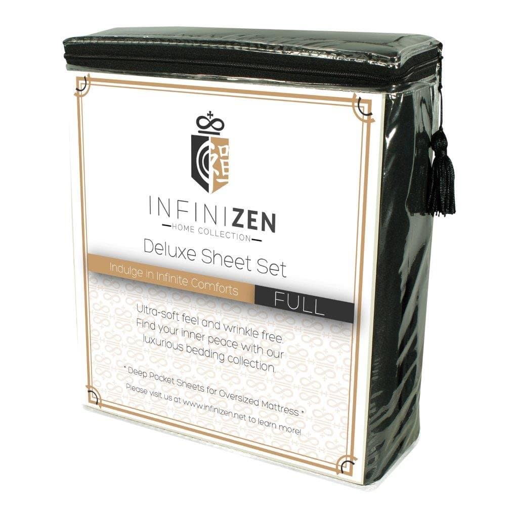 Infinizen - Deluxe Bed Sheet Set, Deep Pocket, Black, Full
