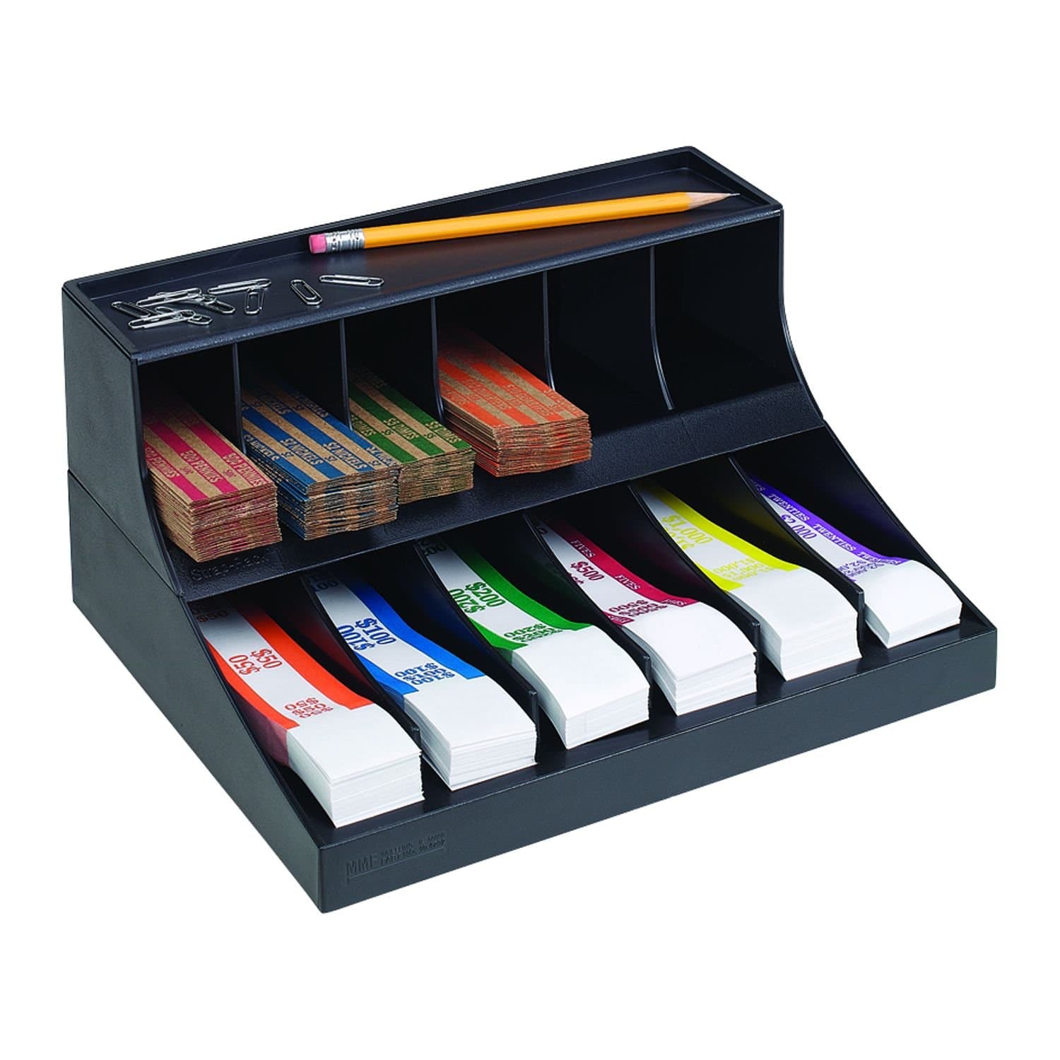 MMF Industries Combination Coin Wrapper and Bill Rack, 10.63 x 5.38 x 8.31 Inches, Black (210470204)