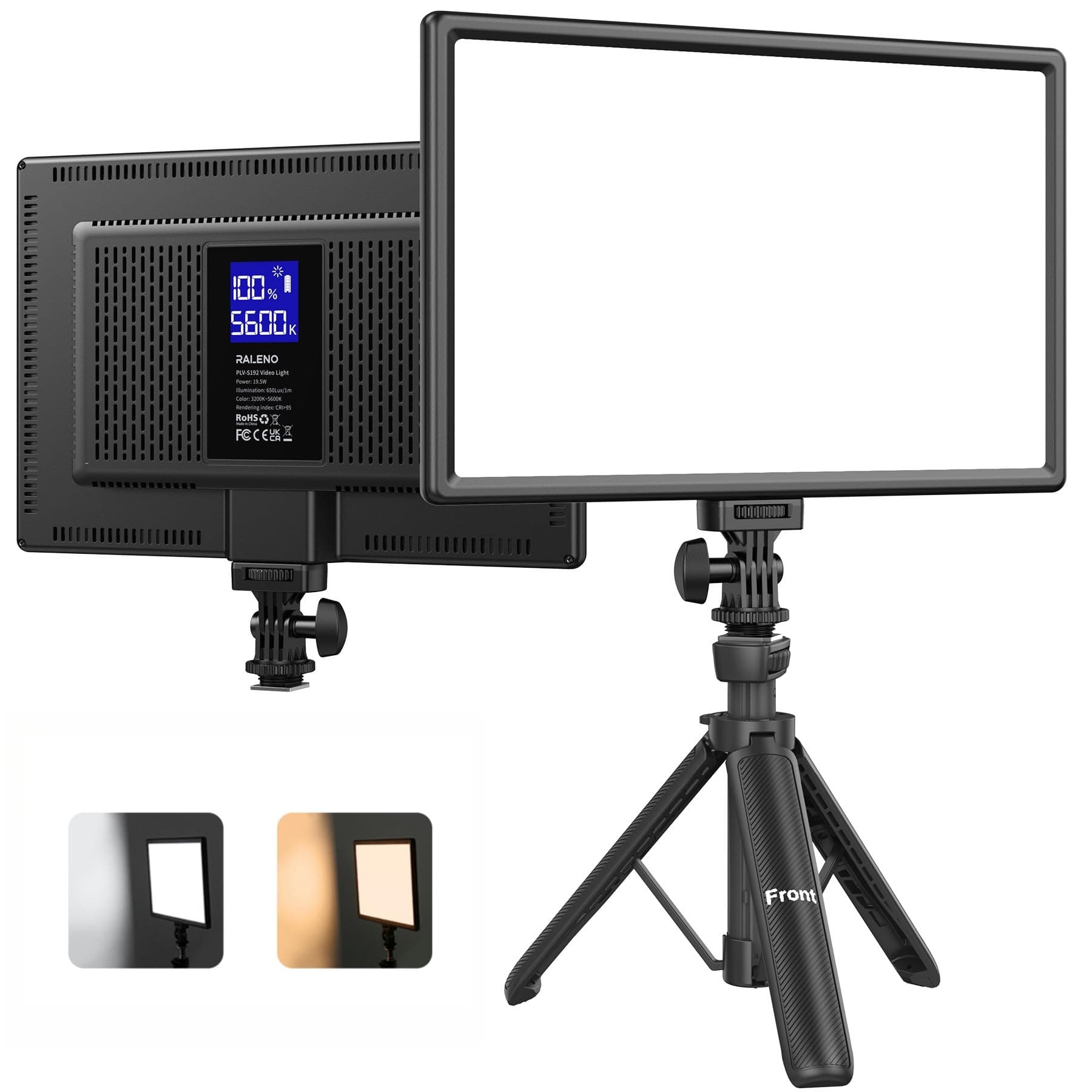 RALENO 19.5W LED Video Soft Light Panel, 650Lux/m 13" Camera Panel Light Built-in 8000mAh Battery, CRI>95 2500-6500K Photography Studio Lights for TikTok YouTube Video Recording Photography Streaming