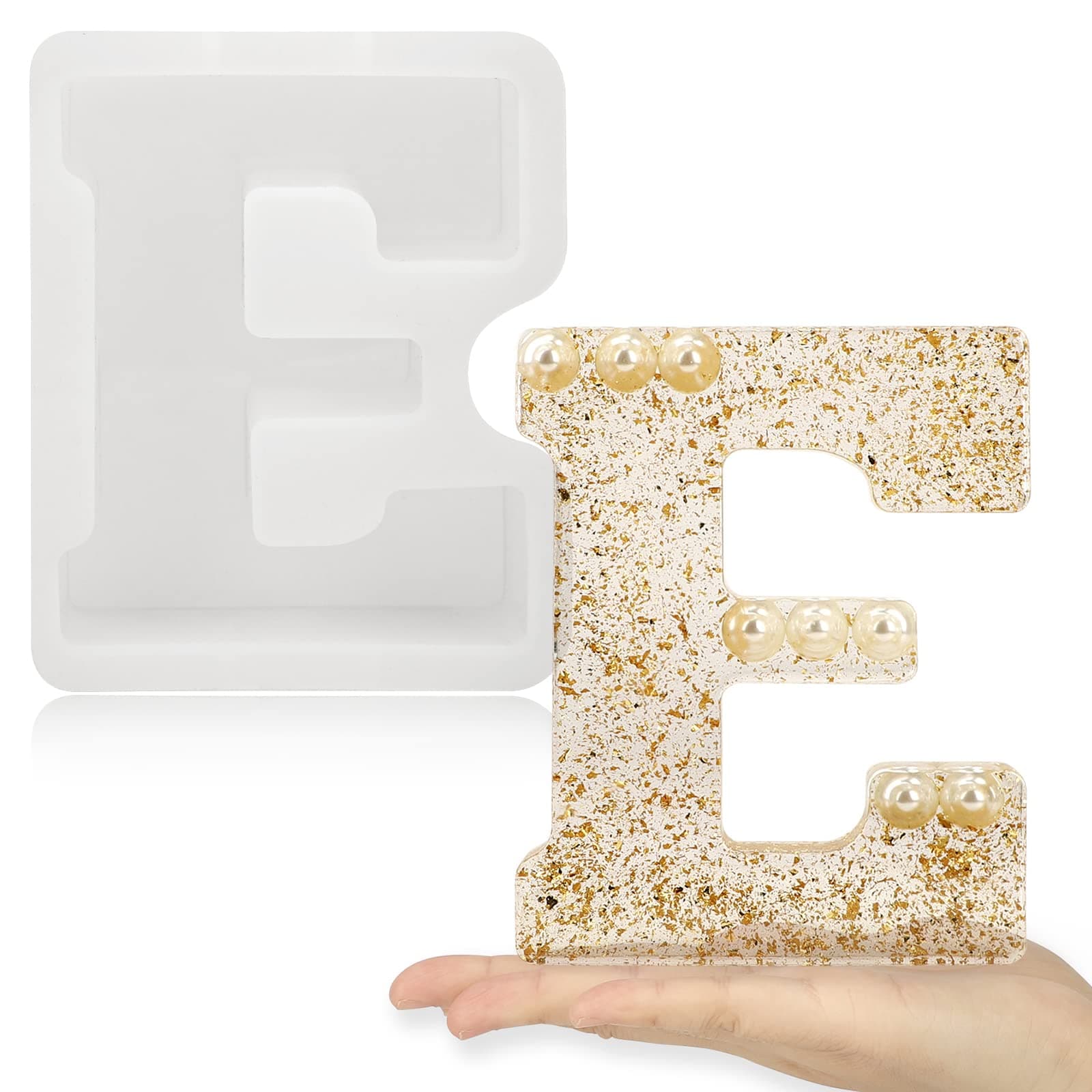 Gartful 7 Inch Large Letter Molds for Resin, 3D E Capital Alphabet Epoxy Resin Mold, A to Z Thick Resin Letter Molds for Making Letters, Word Sign Art, DIY Crafts, Making Cake, Party Home Decor