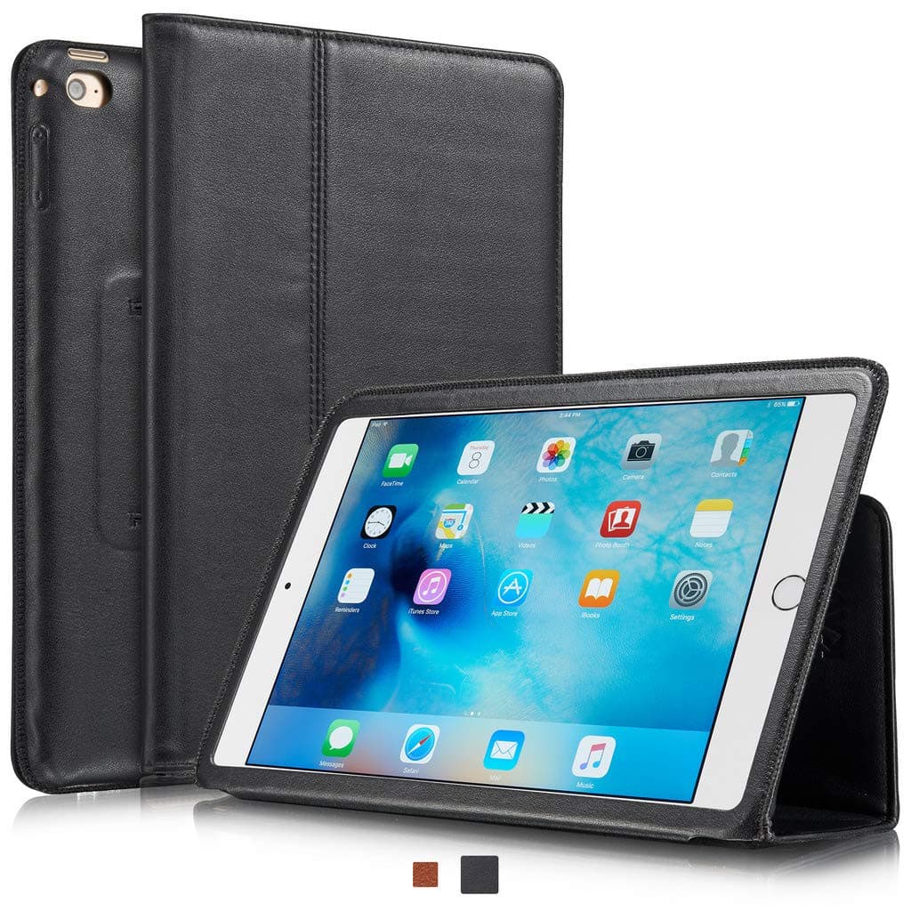 KAVAJ iPad Mini 5 2019 & 4 Case Leather Cover Berlin Black for Apple iPad Mini 5 2019 & 4 Genuine Cowhide Leather with Built-in Stand Auto Wake/Sleep Function. Slim Fit Smart Folio Covers