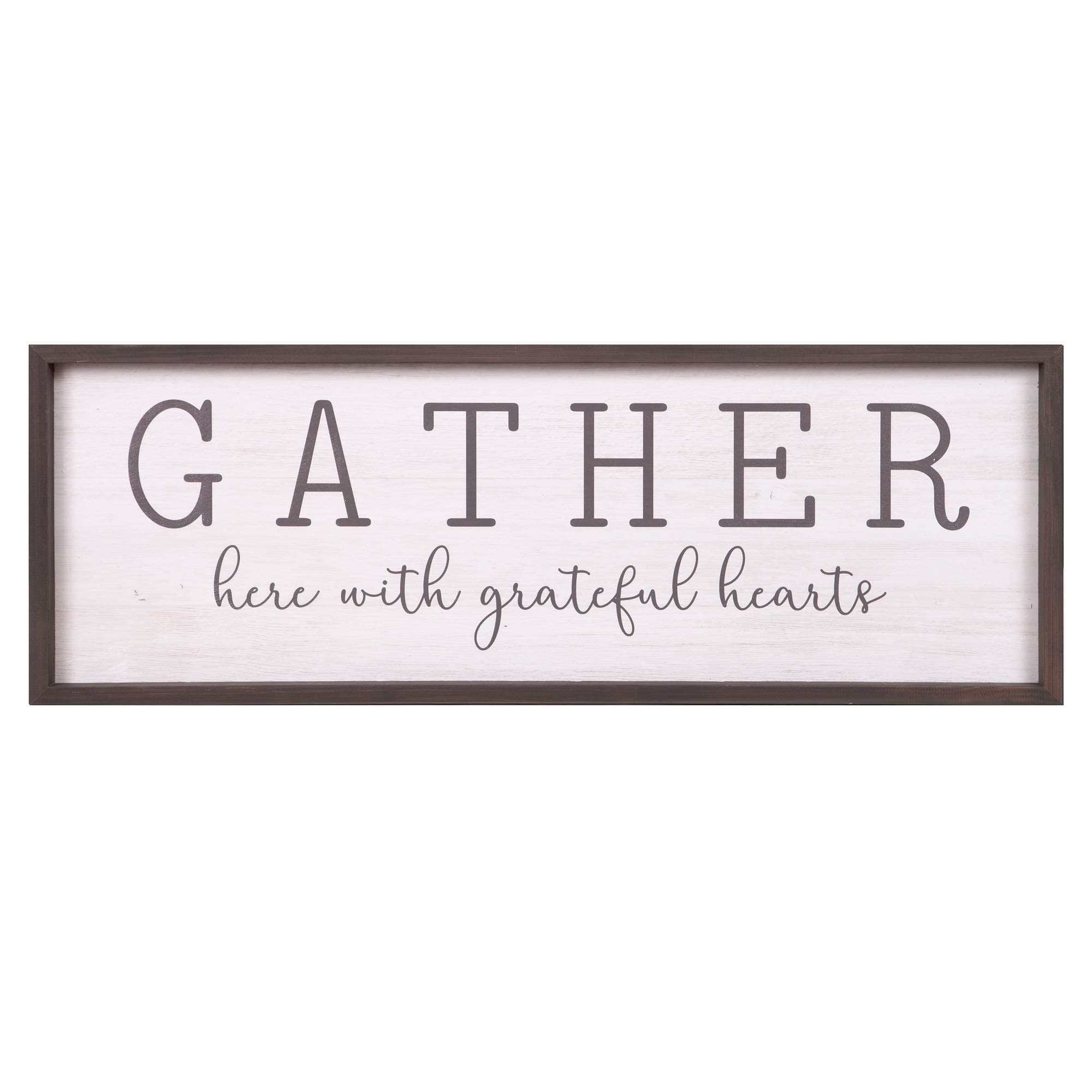 Patton Wall Decor Gather With Grateful Hearts Rustic Wood Framed Wall Art Decor, 12x36