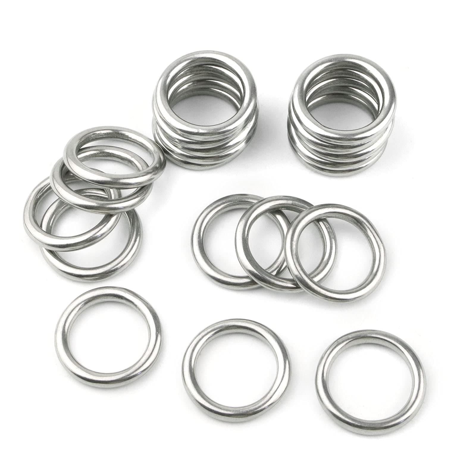 20 PCS Smooth Welded 304 Stainless Steel O-Ring Welded Round Rings for Camping Belt, Dog Leashes, Luggage Accessories (4mm×20mm ID)