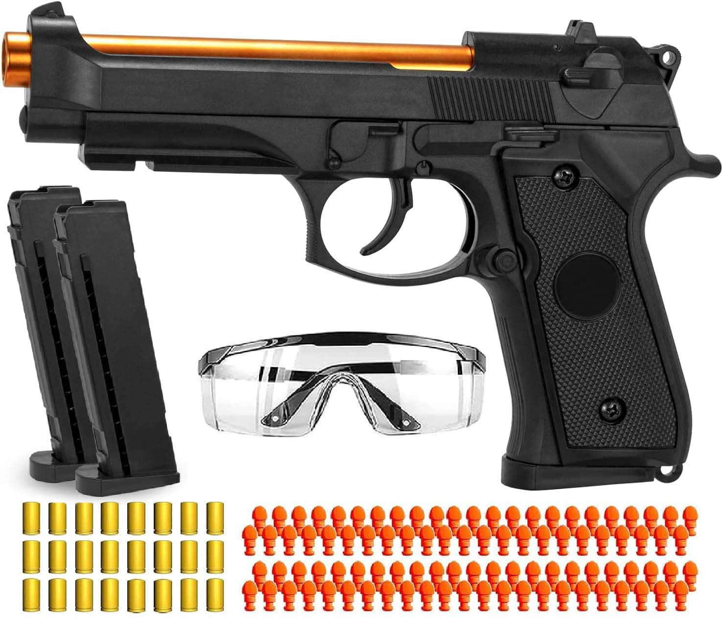 Moonmen Soft Bullet Toy Guns for Boys, Automatic Reloading Shell Ejecting Toy Gun with 120 Bullets and 2 Magazines, Education Model Toy Gun Pistol Shooting Game for Kids (Beretta M9A3 Black)