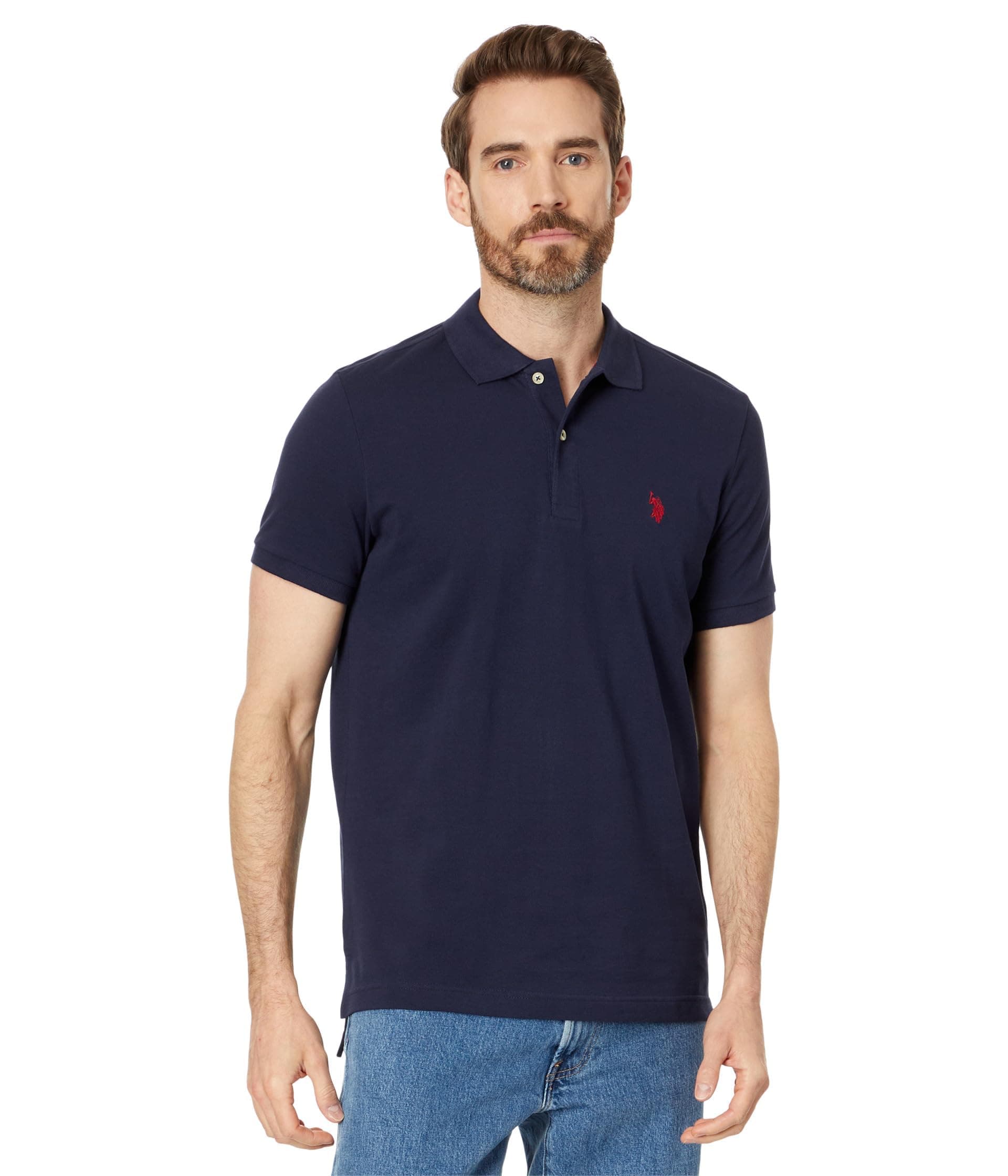 U.S. Polo Assn. Mens Slim Fit Solid Pique Polo Shirt