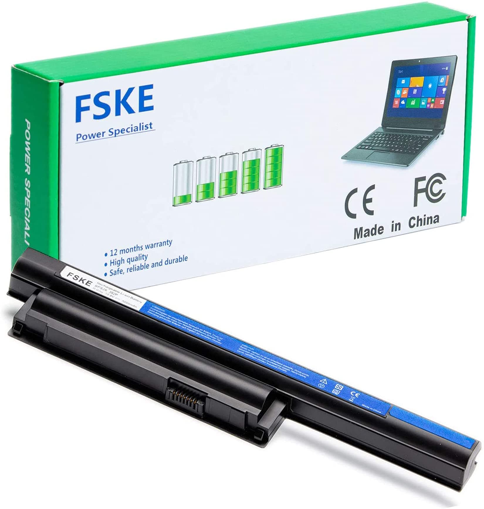 FSKE® VGP-BPS26 VGP-BPL26 VGP-BPS26A Laptop Battery for Sony VAIO PCG-71911M VPCEH VPCEG VPCEJ VPCCA VPCCB VPCEL VPCEK SVE Series NoteBook,10.8V 5000mAh 6-cell (Compatible with 11.1V)