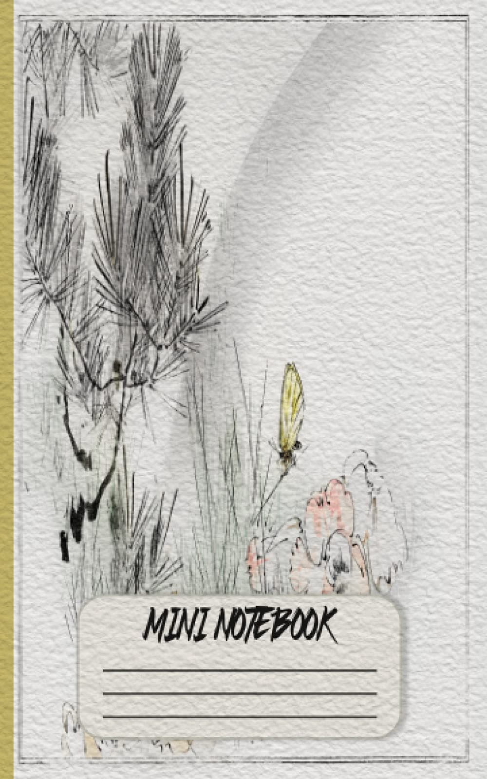 Mini Notebook: Pine Tree and Butterfly Theme Antique Japan cover art for Japanese Kanji Practice; Writing Practice Book For Japan Kanji Characters and Kana Scripts for kids and adults