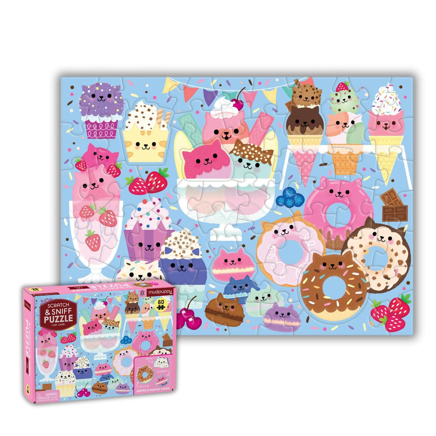 Mudpuppy Cat Cafe 60 Piece Scratch & Sniff Puzzle