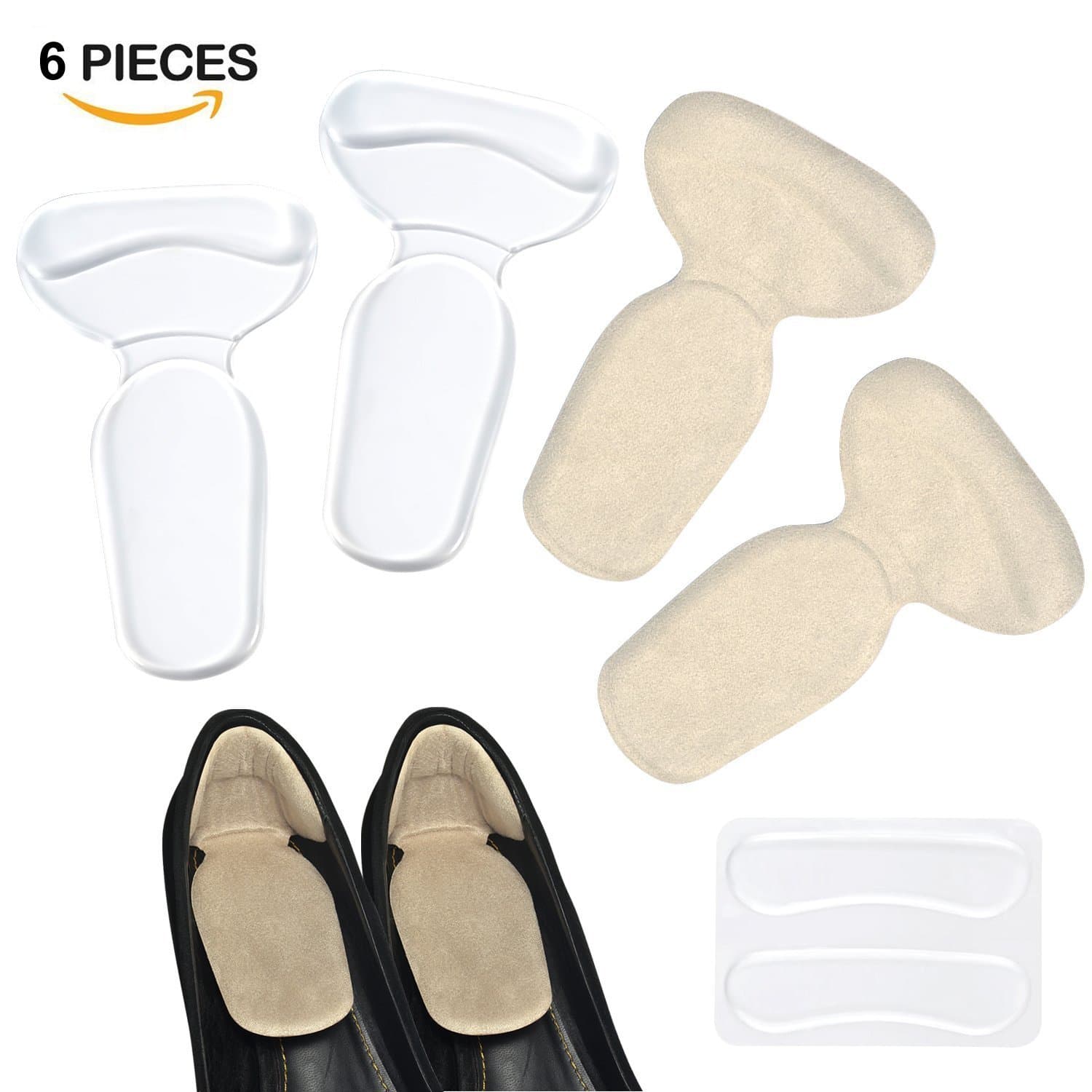 Oxyland (6 pcs) Heel Pads, Back Heel Cushion Grips Liners,Shoe Pads for Women's High Heels Blisters,Heel Shoe Gel Inserts