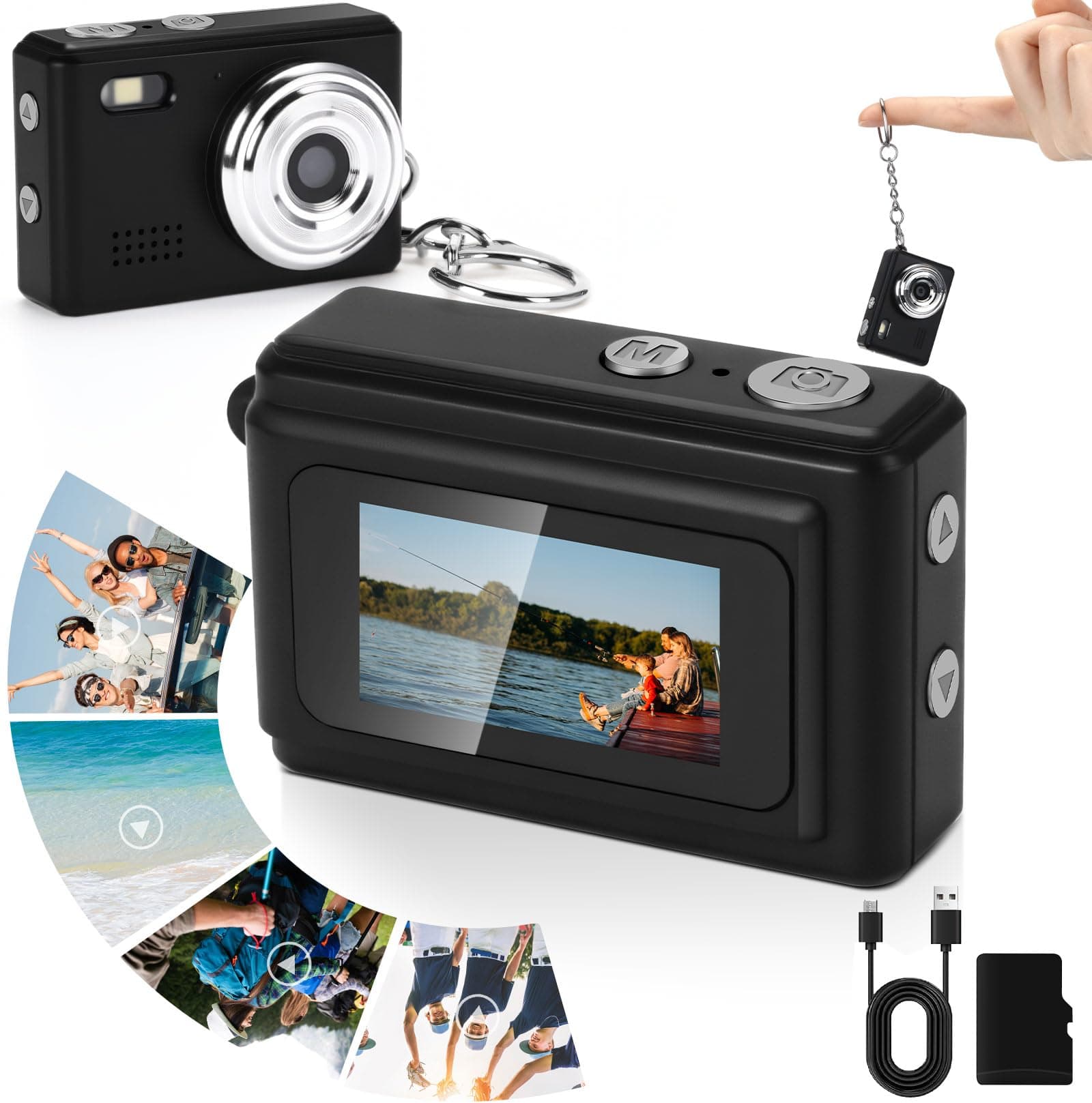 Mini Digital Camera Keychain 1080p Small Portable Photo Video Camera 100 Mins Battery Life Micro Camcorder Recorder for Gift Travel Study Recording(Black)