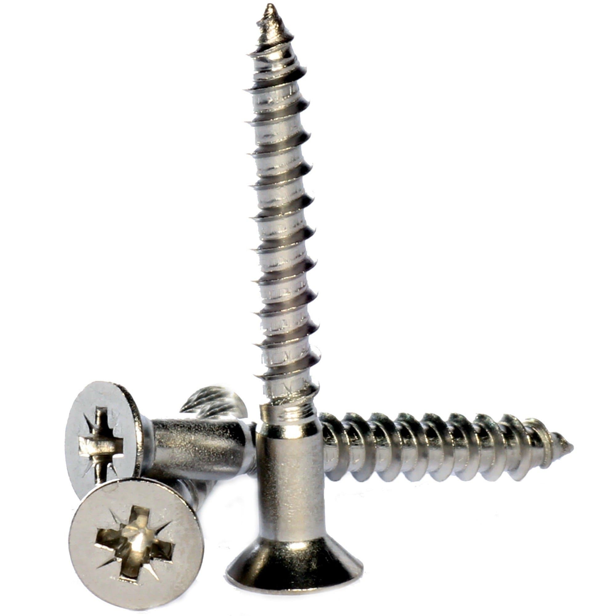 No.8 x 2" (4 x 50) A2 Stainless Steel Pozi Countersunk Wood Screws Csk Screw DIN 7997-30 Pack