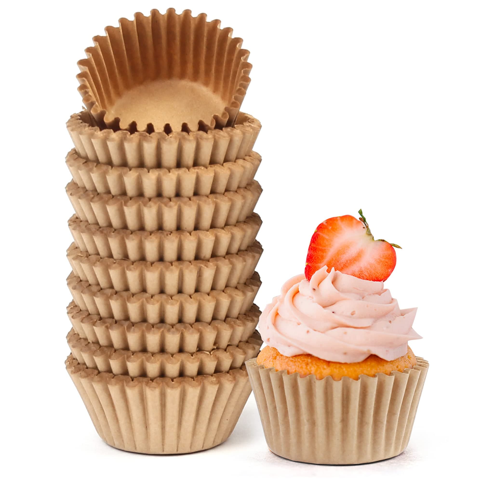LotFancy 500Pcs Mini Cupcake Liners, Natural Muffin Liners Baking Cups, Greaseproof Paper Cupcake Wrappers, No Smell, Unbleached