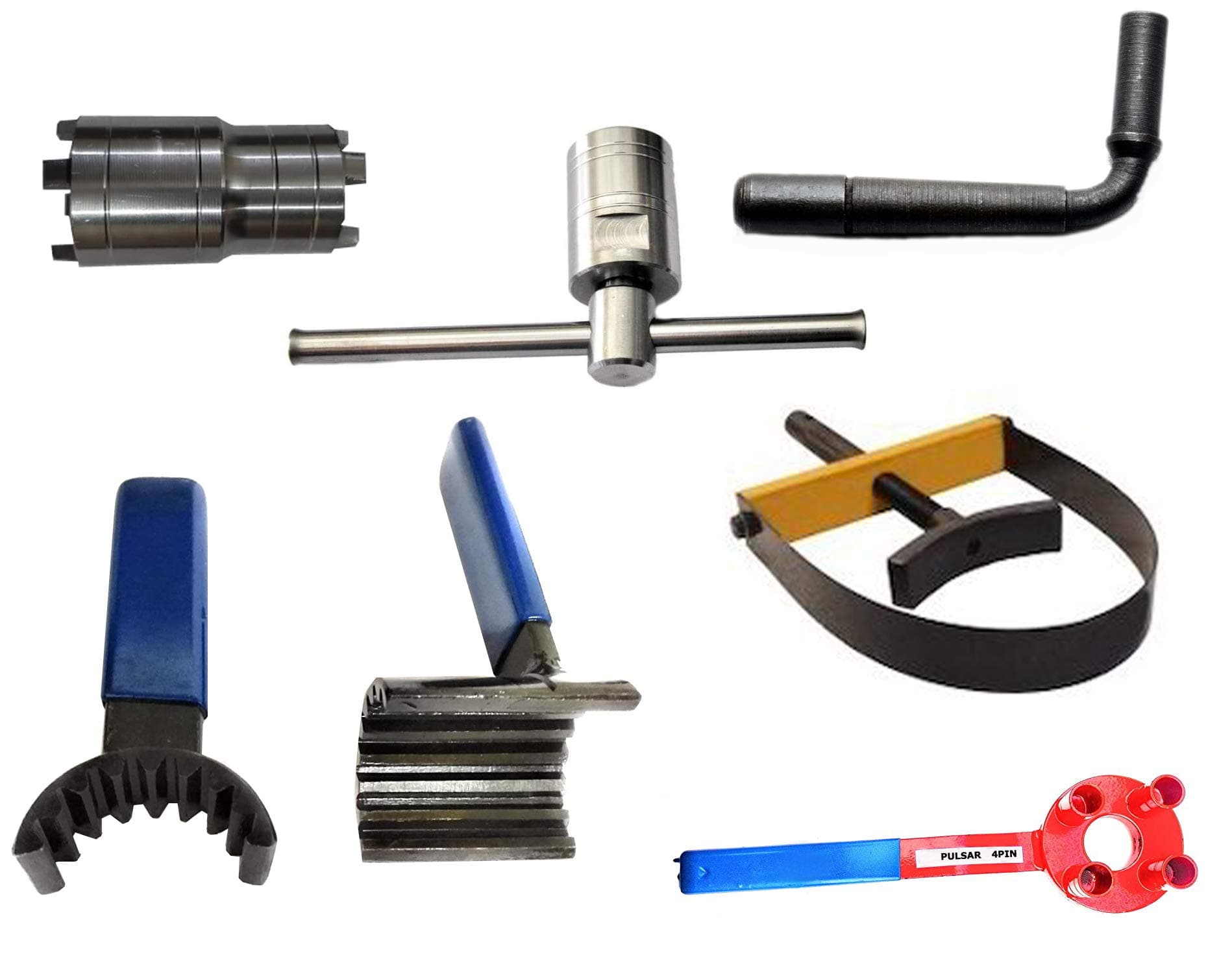 GIZMO 6 Pieces Repairing Tool Set of Magnet/Flywheel Puller, Clutch Nut Spanner, Timing Grary Set, 4 Pin Clutch Holder, Tappet key, and Magnet Holder