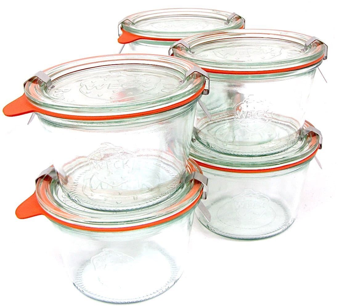 Weck 741 - 0.25 Liter Mold Jars with Lids - 6 Rings and 12 Clamps