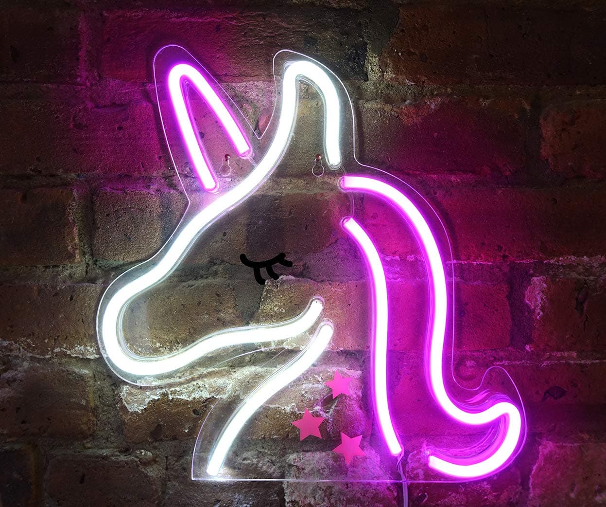 Isaac Jacobs 13" x 13" inch LED Neon Pink and White Unicorn Wall Sign For Cool Light, Wall Art, Bedroom Decorations, Home Accessories, Party, and Holiday Decor: Powered by USB Wire (Unicorn)