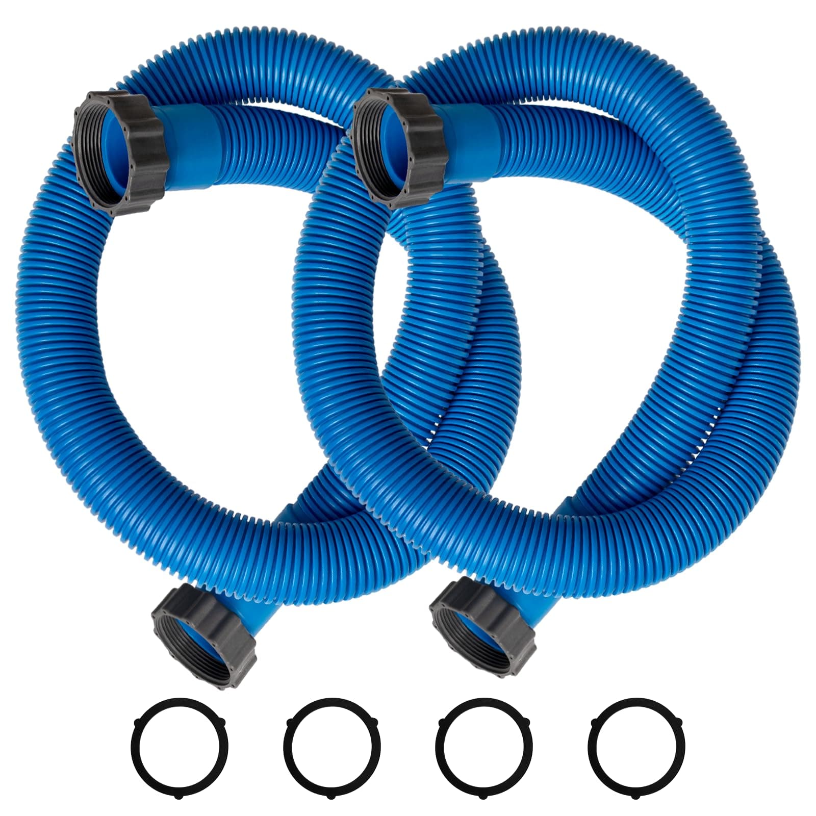 1.5" Diameter 29060E Pool Pump Hoses for Above Ground Pools - 59" Long Pool Hoses for Intexx Cole man Filter Pumps, Sand Filters & Saltwater Systems with 1,500 to 2,500 GPH Capacity, 2 Pack