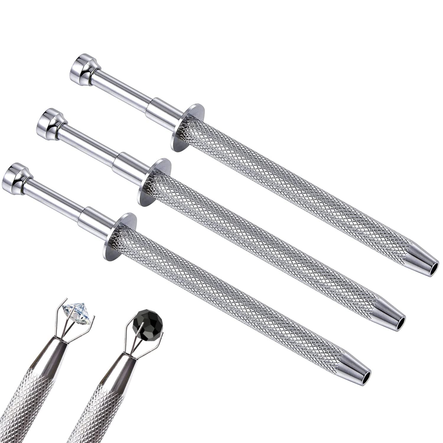 VISION TEK MED3 Pack Stainless Steel 4-Claw Pick up Tool for Small Parts Pickup, 4 Prongs Grabber for Tiny Objects in Home, Office - IC Chip, Electronic Components, Nails Clamping-Silver