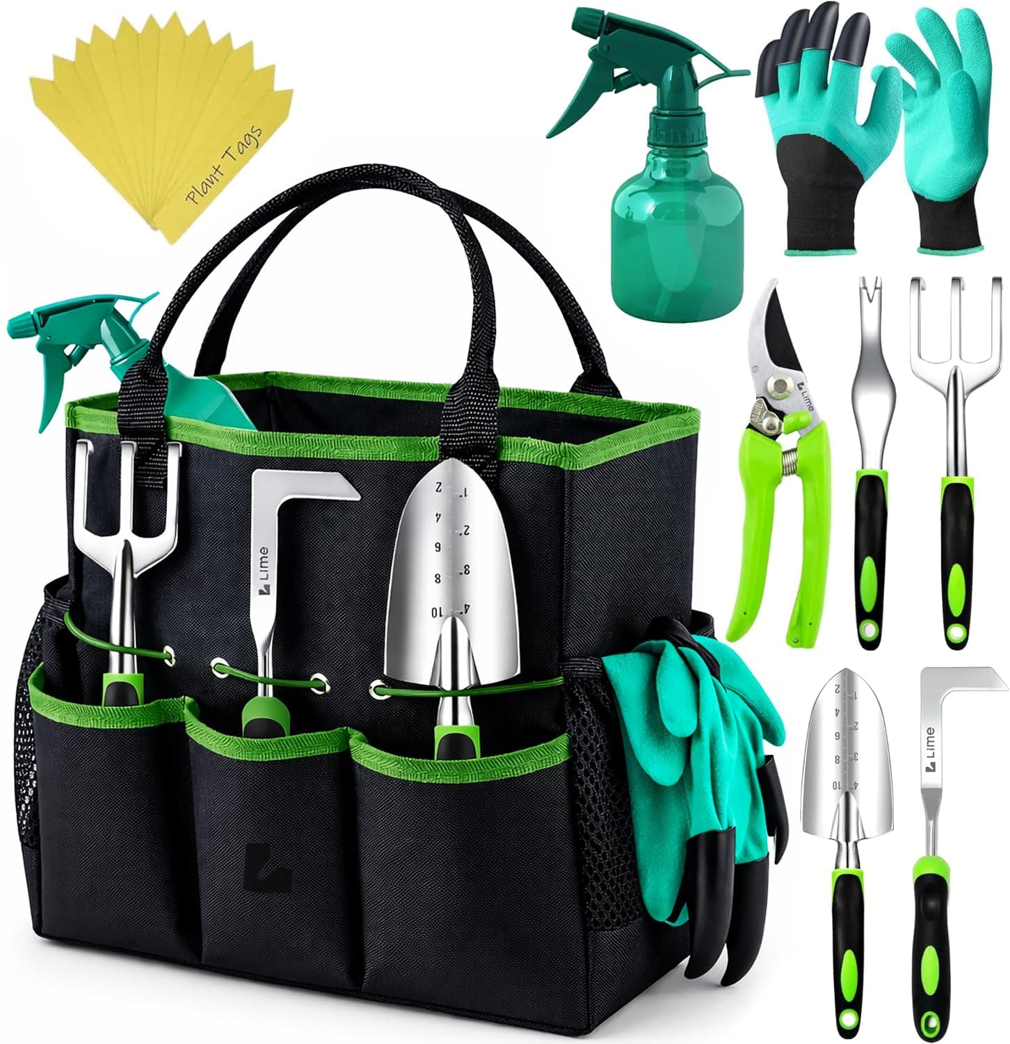 Heavy Duty Garden Tool Set - Gardening Tools Set with Bag and Non-Slip Rubber Grip - Garden Hand Tools Kit | Planting Tools Rust-Proof Gardening Kit Gifts for Women and Men