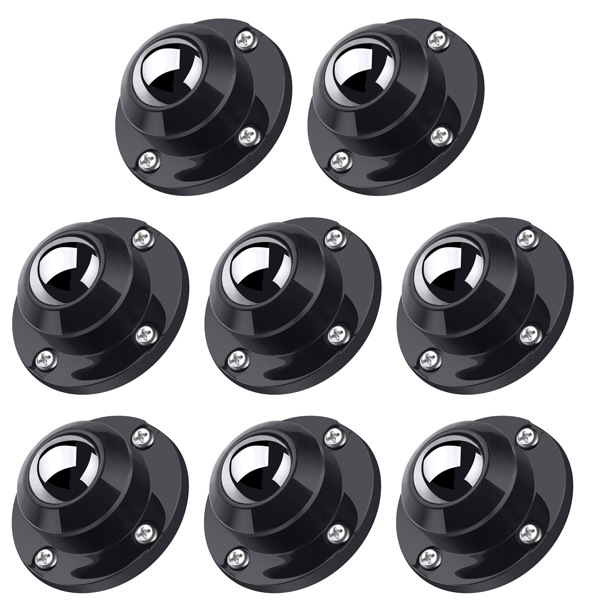 PlusRoc 8 Pack Self Adhesive Caster Wheels 1 Inch for Appliance Sliders Rollers, Load Capacity 28LBS Per Wheel, Low Profile Swivel Wheels for Furniture Storage Bins, Black