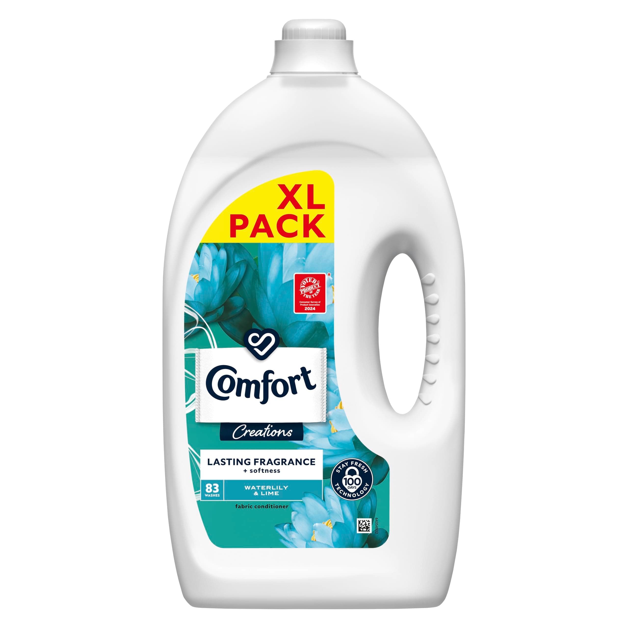 Comfort Creations Waterlily & Lime Fabric Conditioner with Stay Fresh technology for 100 days of freshness + fragrance* 83 washes (2.49 L)