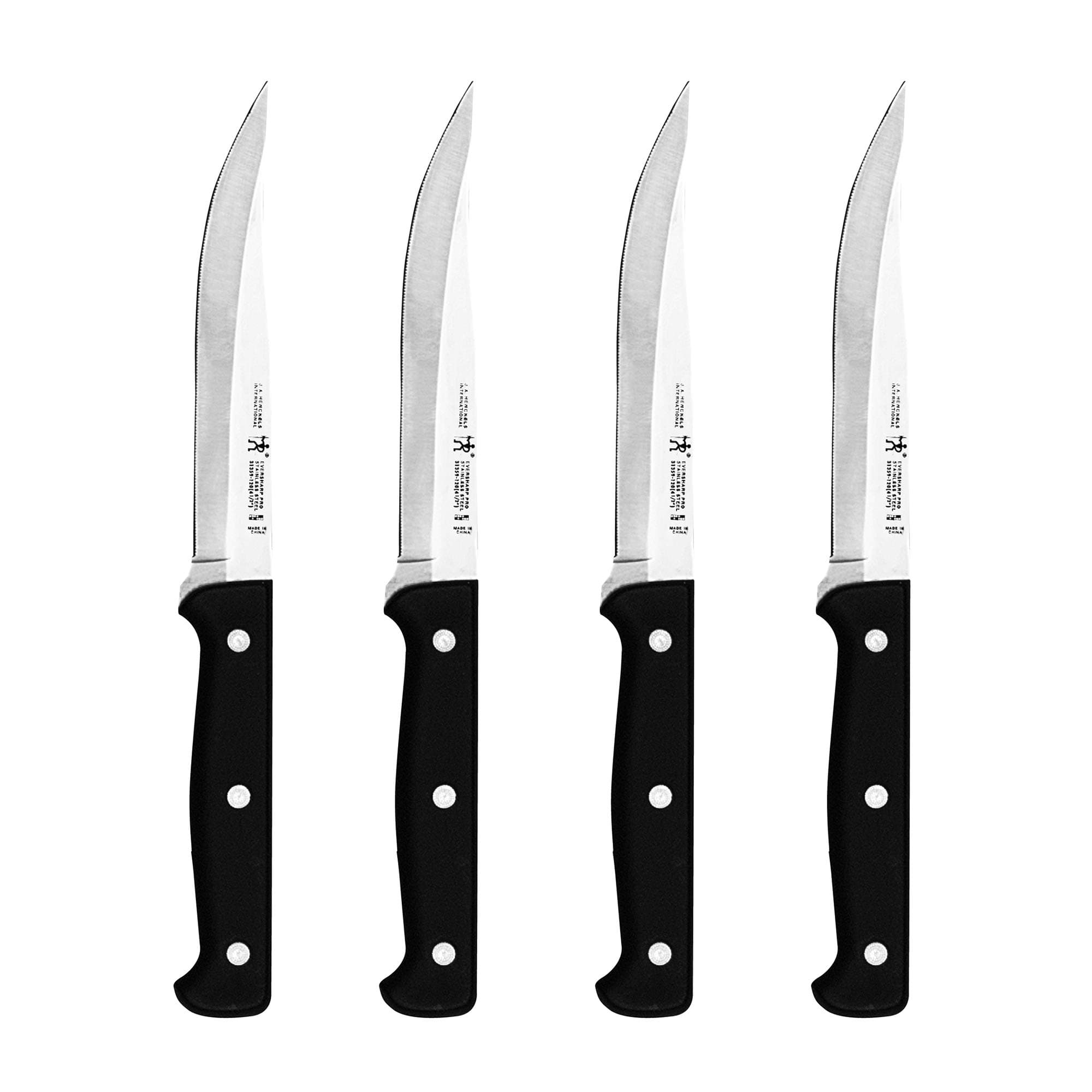 J.A. Henckels EverSharp Pro Steak Knife Set, 4-piece, Black/Stainless Steel