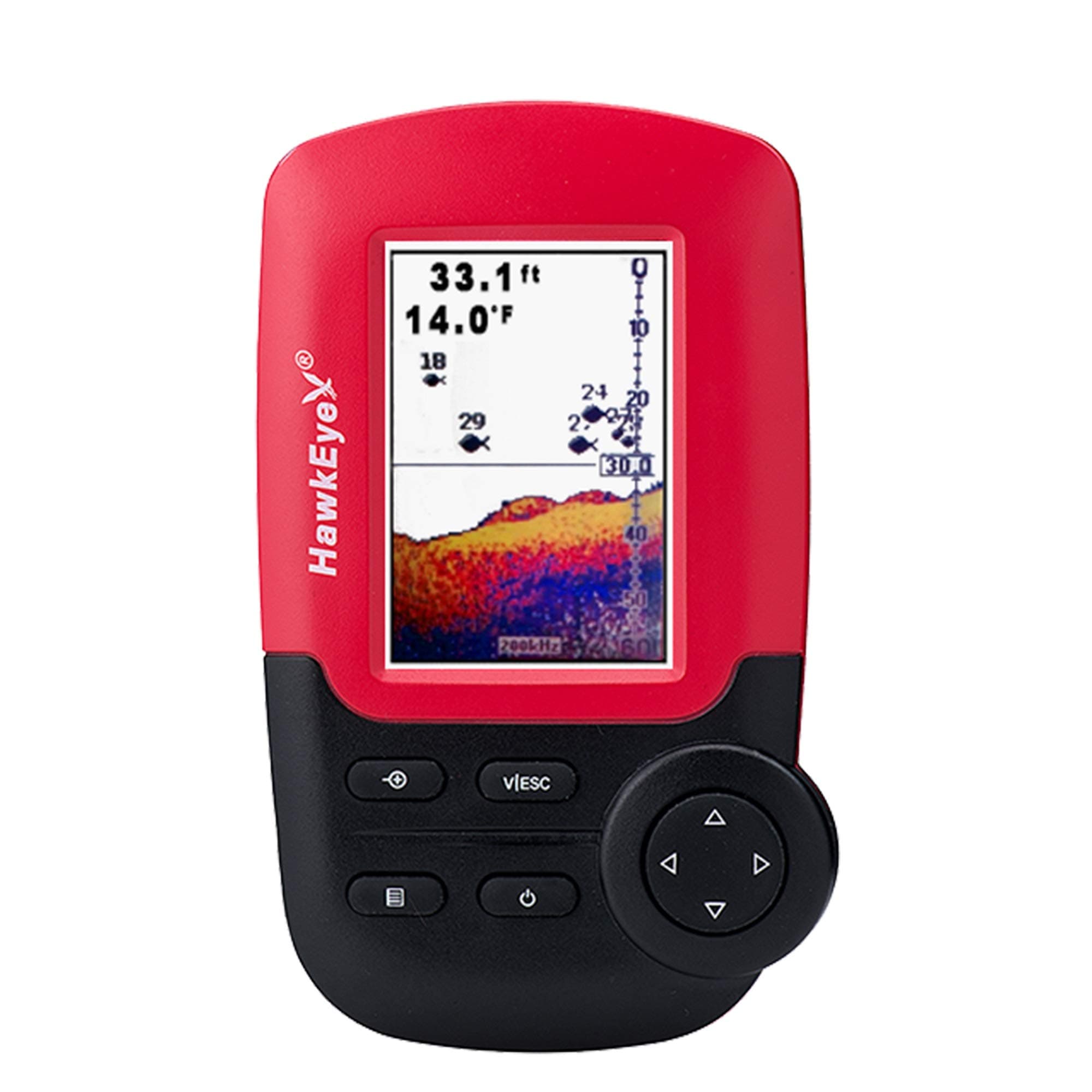 Fishtrax 1C Fish Finder with HD Color Virtuview Display, Black/Red, 2" H x 1.6" W Screen Size