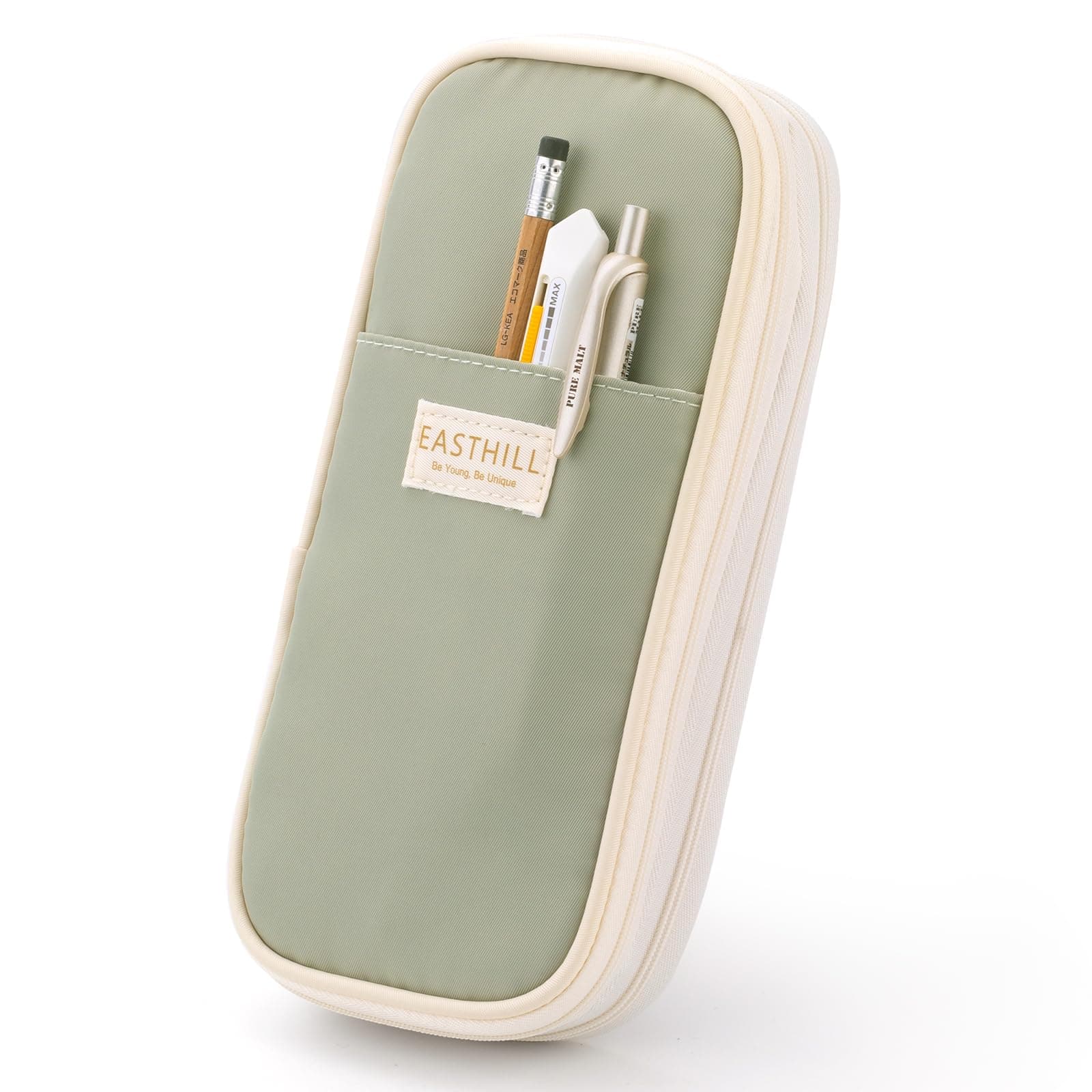 EASTHILL Polyester Big Capacity Pencil Case Large Pencil Pouch Stationery Pen Bag School Items For Teen Girls-Green