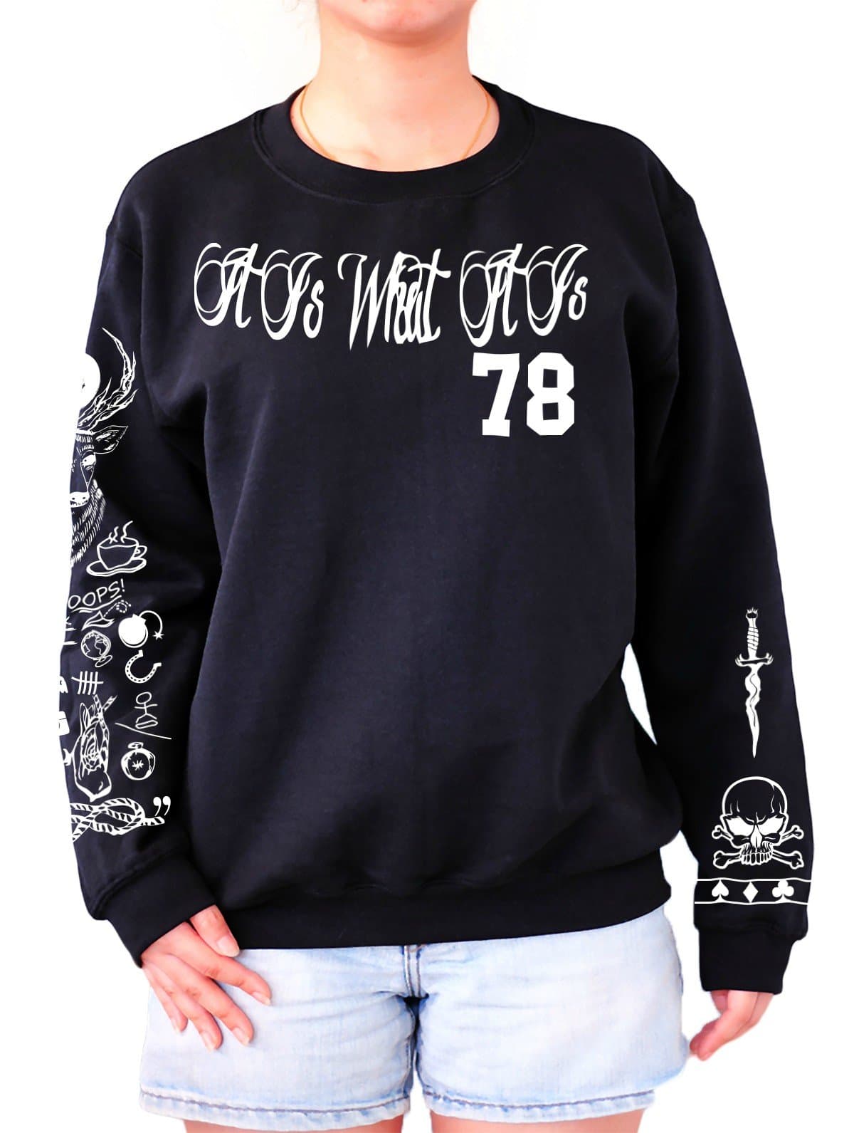 Noonew Women's Louis Tattoos Sweatshirt Black
