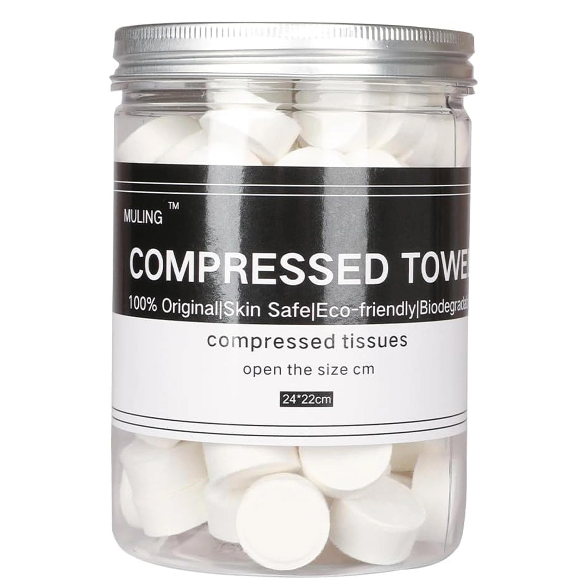 Canned 100 PCS Compressed Towels Portable Mini Compressed Coin Tissue for Travel Sports, Beauty Salon or Home Hand Wipes