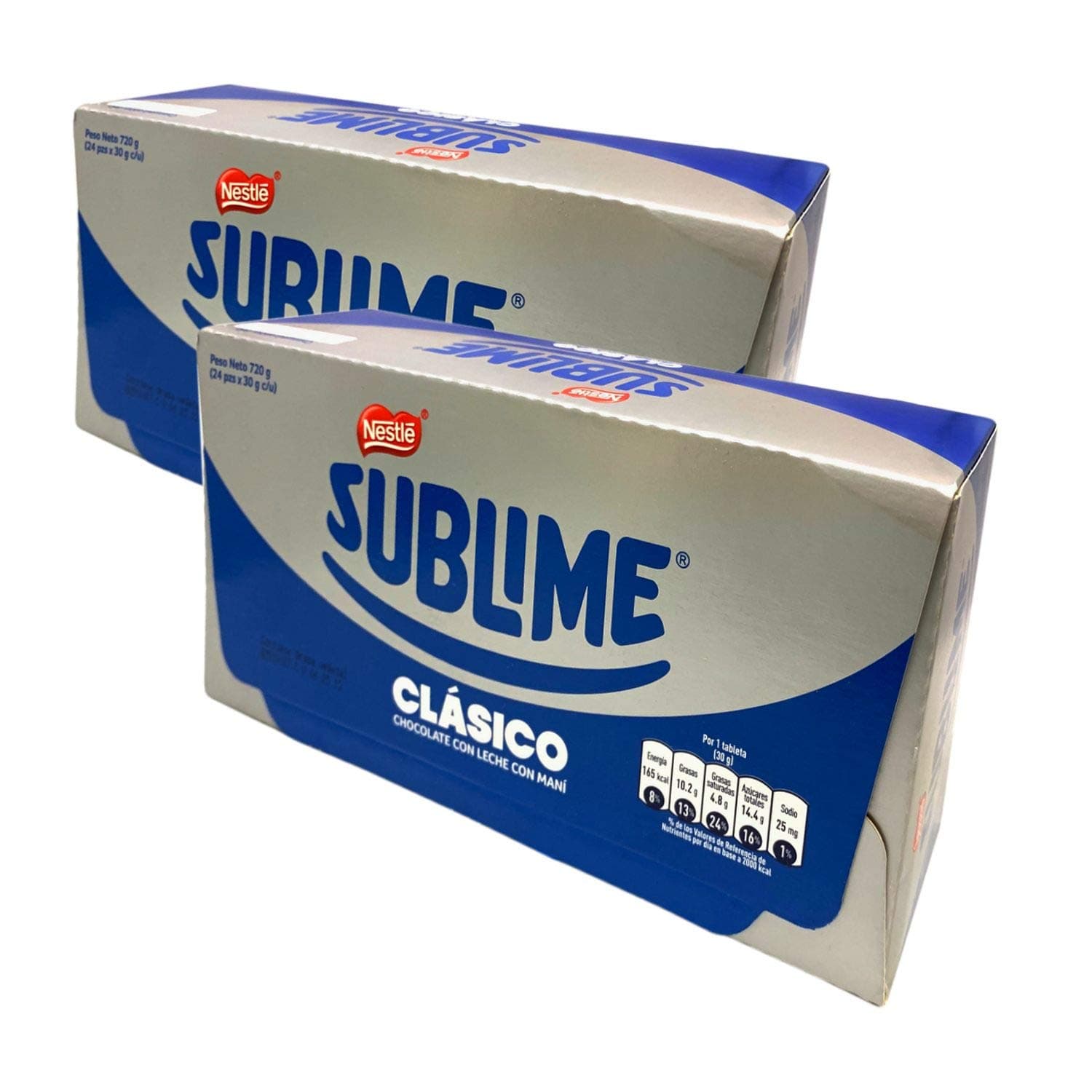 Sublime Chocolate Peru Con Leche Y Mani/chocolate with Milk and Peanuts 2 boxes of 24 pieces ea