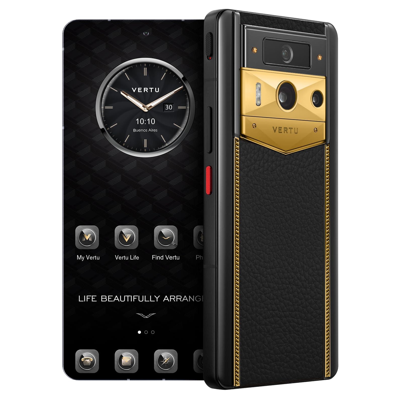 METAVERTU 2 Luxury Custom Made - 18K Gold Blade Edition with Black Ink Calfskin Web3 AI Phone - Black (512, GB)