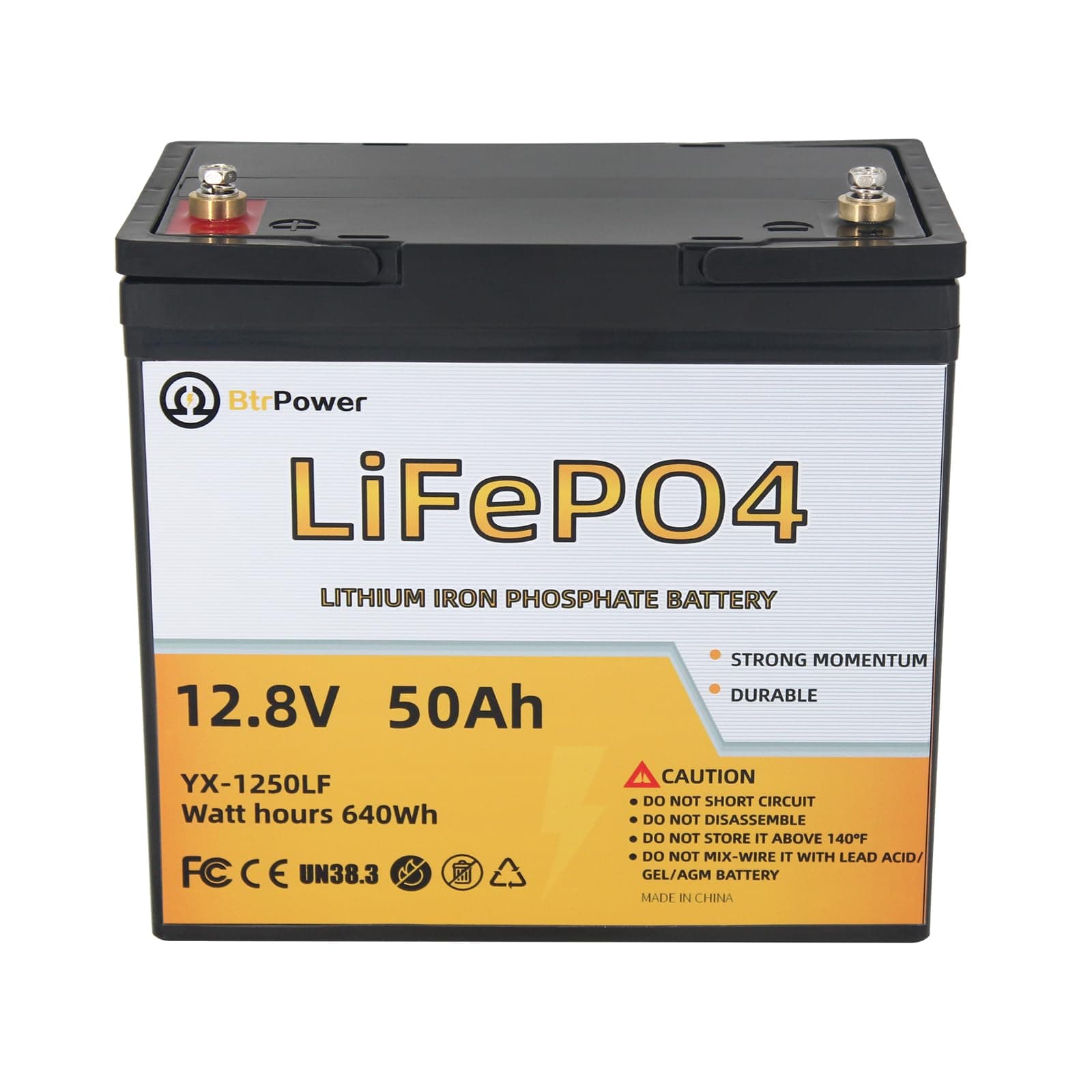 12V 50AH Lithium Battery,5000+ Deep Cycle LiFePO4 Battery with Built-in 50A BMS fit for Home Storage,Trolling Motor,RV,Off-Grid System,Solar Power System,Marine