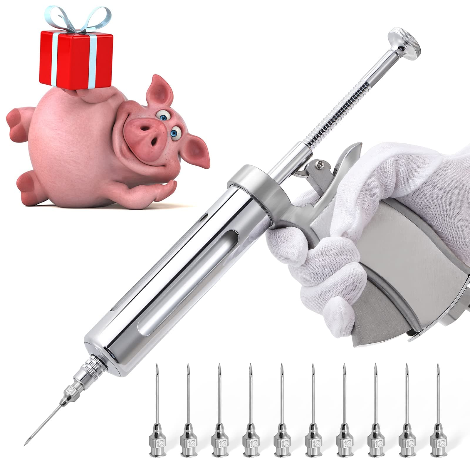 50ml Continuous Livestock Syringe Injector Injection Animals Semi Automatic Stainless Steel V