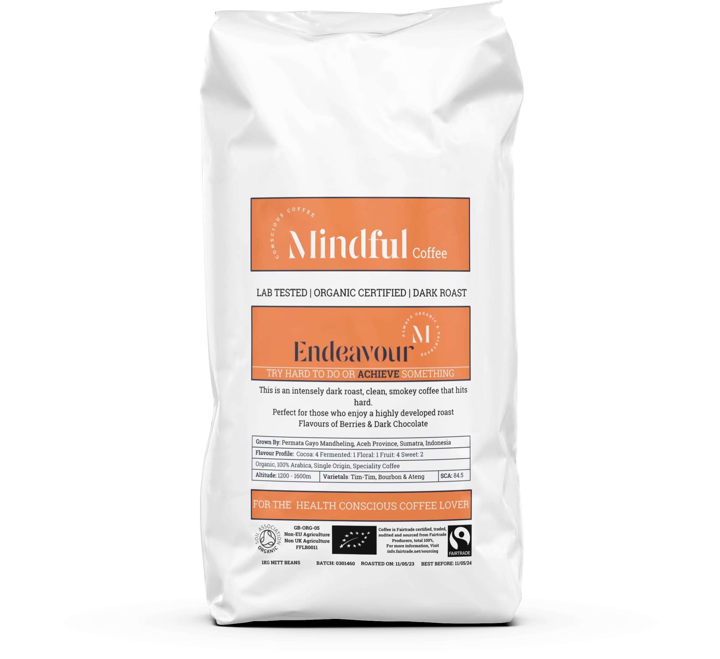 Mindful Coffee - Endeavour | Dark Roast | Mycotoxin Free - Lab Tested | Freshly Roasted (Cafetiere, 1kg)