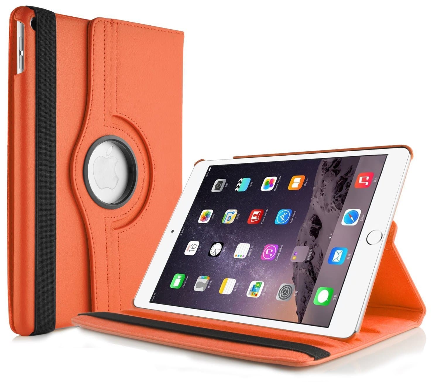 SK MICRO® Rotating 360 Degree PU Leather Flip Case Cover with Screen Protector and Stylus Pen for iPad Mini Black case, iPad Mini2 case, iPad mini3 case (IPAD MINI/MINI 2 / MINI3, ORANGE)