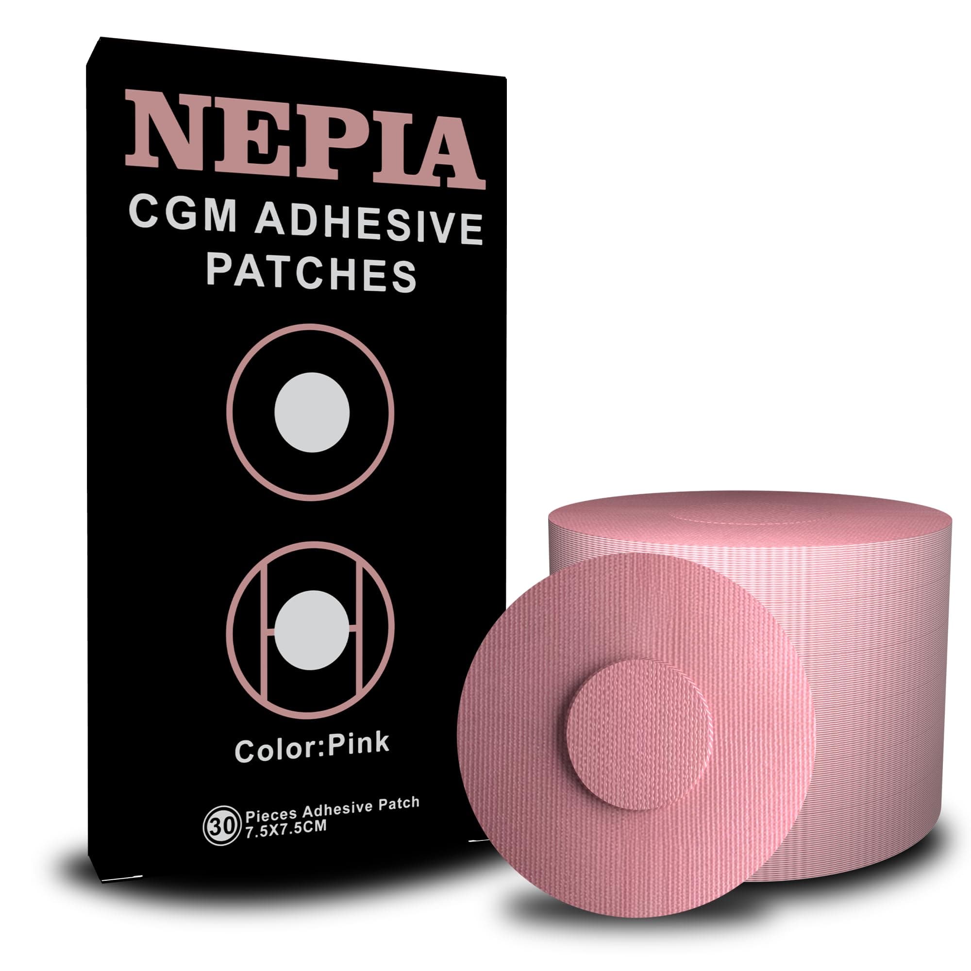 Nepia 30 Pcs Pink CGM Sensor Patches | Waterproof Adhesive for Dexcom G7/Libre1 2 3/Enlite | 14 Days Long-Lasting Protection | Sweatproof Sensor Covers with Comfortable Fit for Active Lifestyle