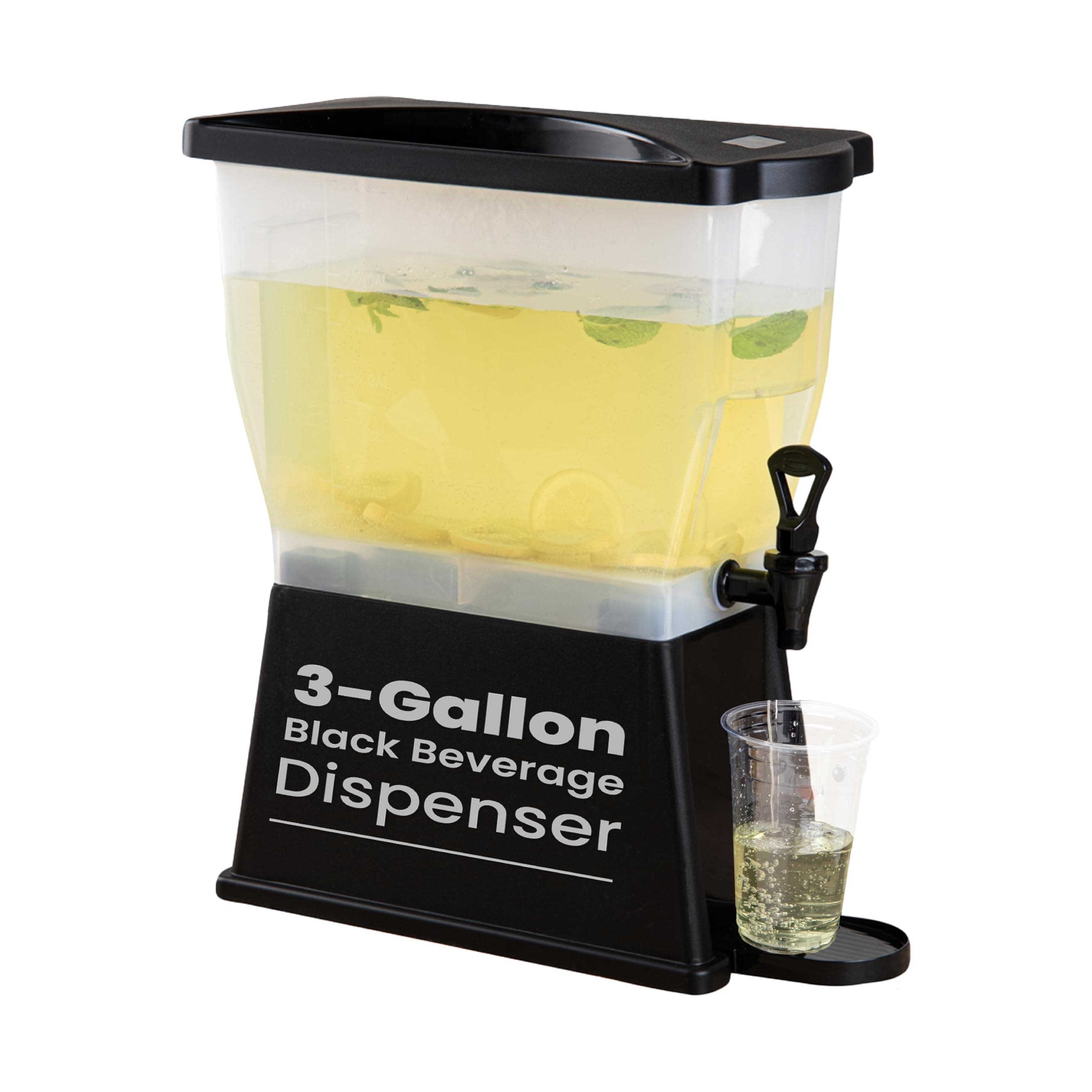 Bev Tek 3 Gallon Drink Dispenser 1 Dishwashable Beverage Dispenser - Detachable Tank Includes Decals Black Plastic Carnival Juice Dispenser With Stand Push-Button Spigot