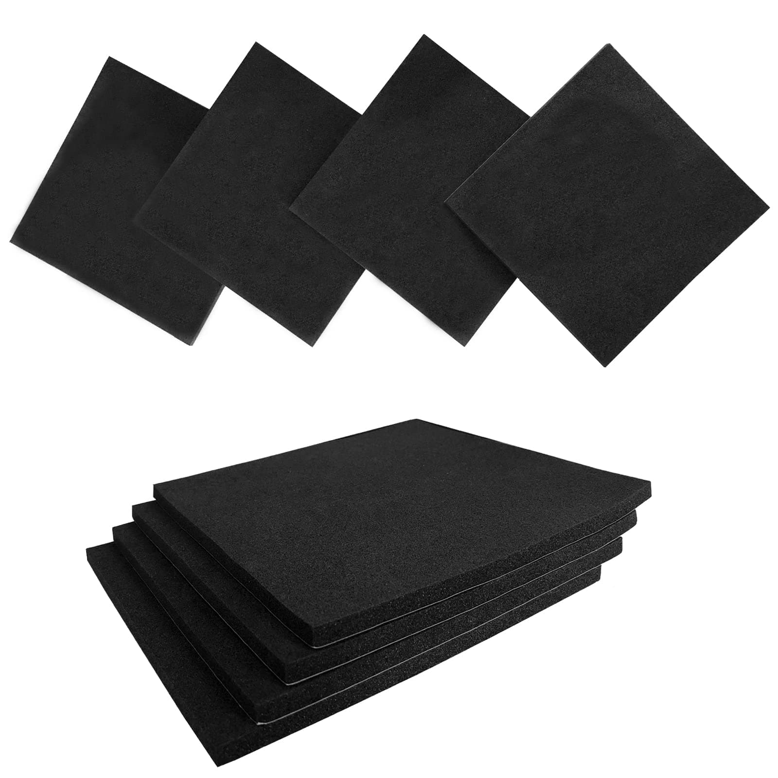 8 Pcs Black Adhesive Foam Padding, Closed Cell Foam Sheet 1/8" Thick 4 Inch X 4 Inch, Neoprene Rubber Pad Self Stick Anti-Slip Adhesive Anti Vibration Foam Pad (4inX 4inX 1/8in, 8)