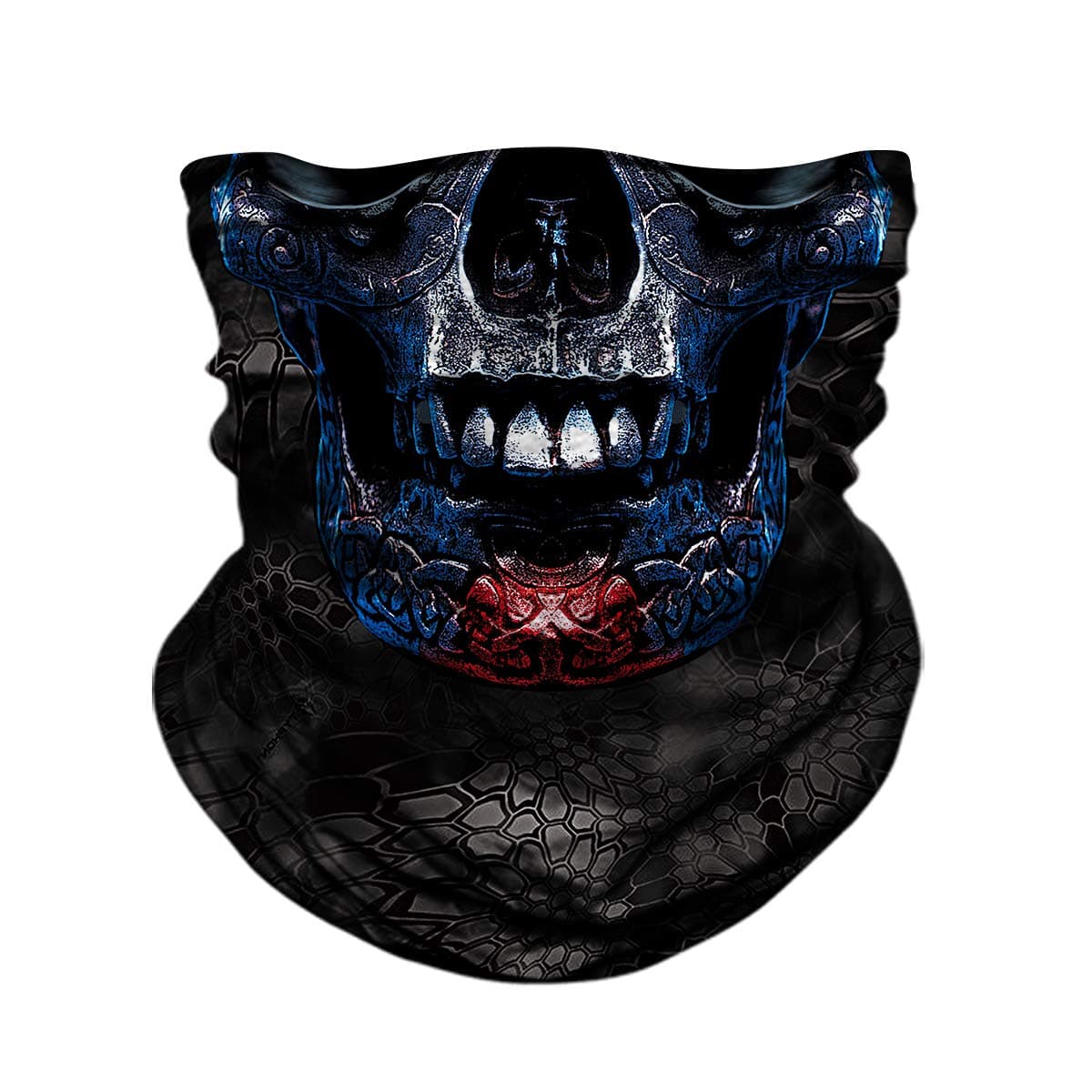 TERNNK Skull Face Mask Half Sun Dust Wind Protection, 3D Tube Mask Seamless Durable Face Mask Bandana Skeleton Face Mask Motorcycle Bike Riding Fishing Hunting Cycling Festival, Many Patterns (F23)