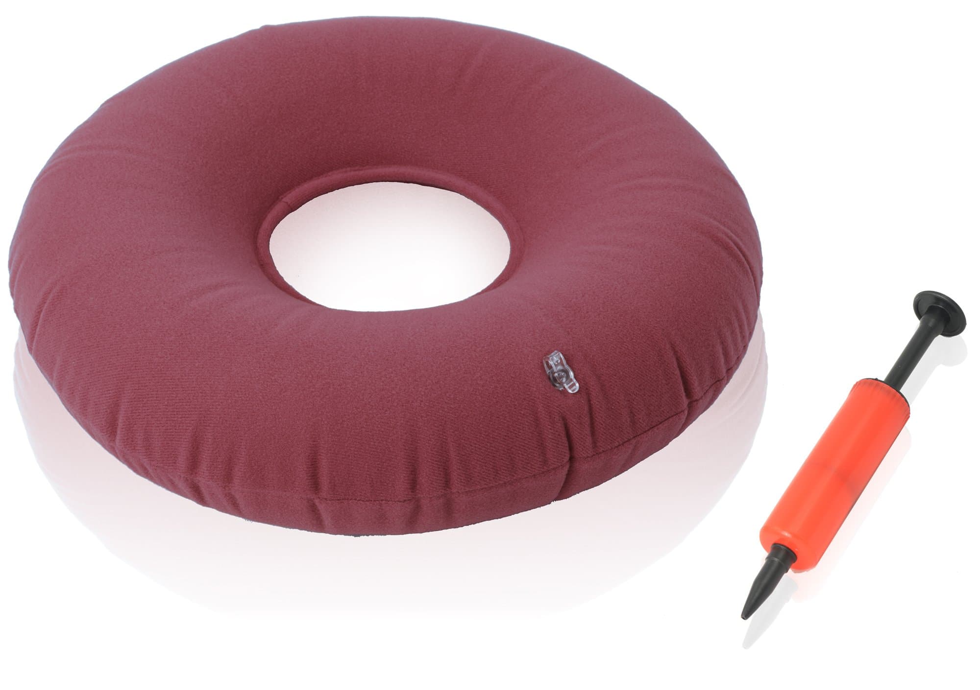 Dr. Frederick's Original Donut Pillow - 15" Inflatable Donut Cushion for Tailbone Pain Relief - Donut Pillow Seat Cushion for Hemorrhoids, Bed Sores, Prostatitis - Red