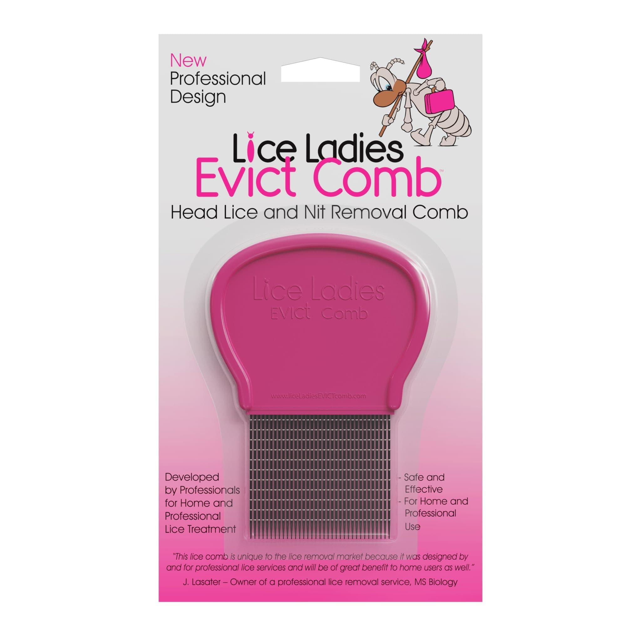 Comb, for lice and nit removal, new and unique professionally designed lice comb, stainless steel teeth with hard plastic ergonomic grip handle. Tested safe and effective on all types of hair for kids and adults.