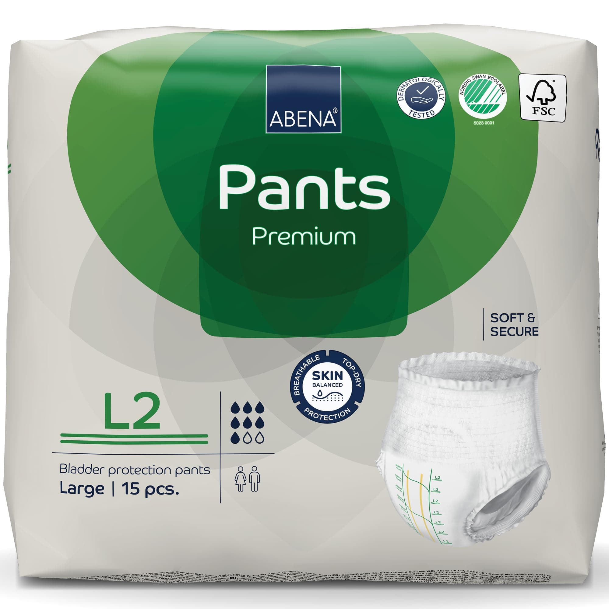 Abena Pants, Premium Protective Underwear, Level 2, (Small to Extra Large), Large, 15 Count