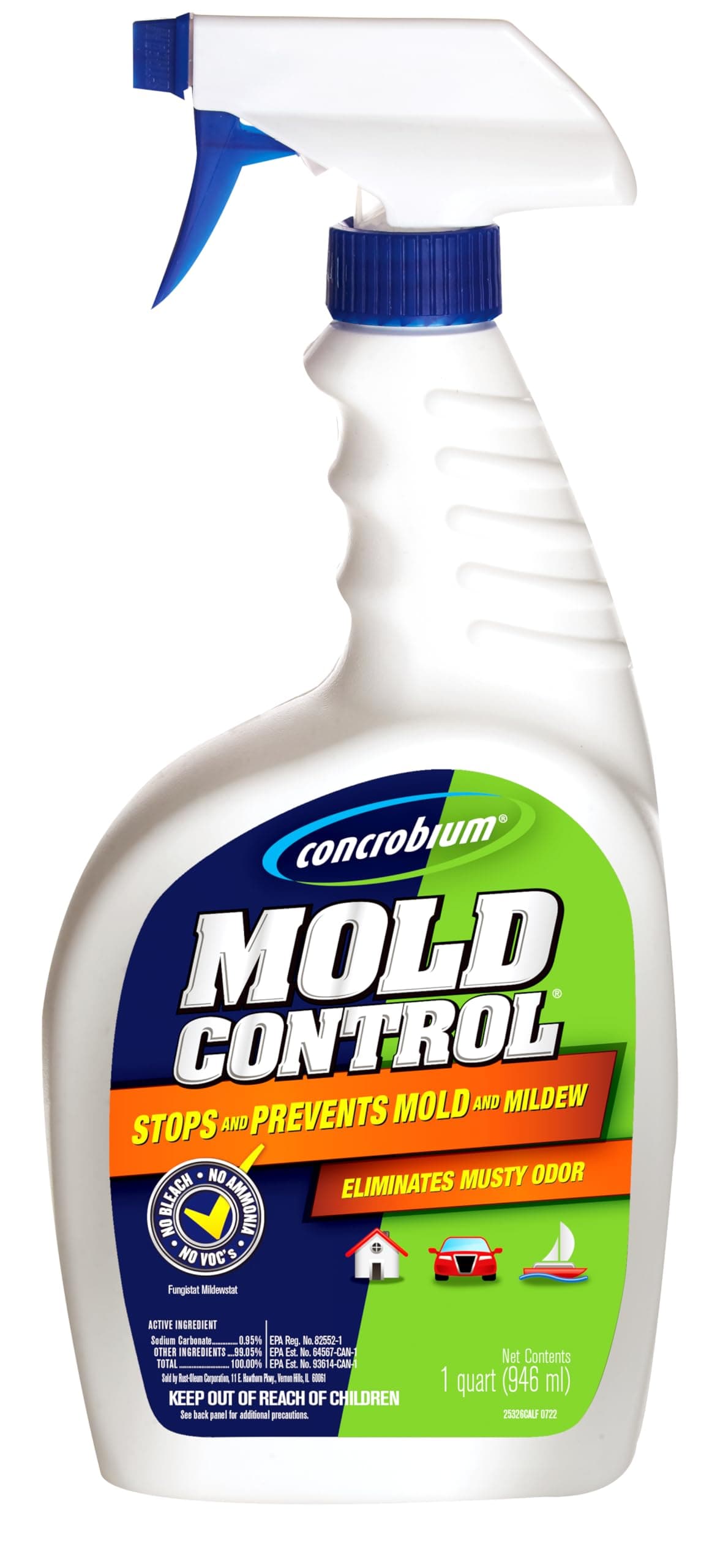 Mold Control, 32 oz Spray – Eliminates & Prevents Mold – EPA-Registered, Bleach-Free, Odorless, VOC-Free