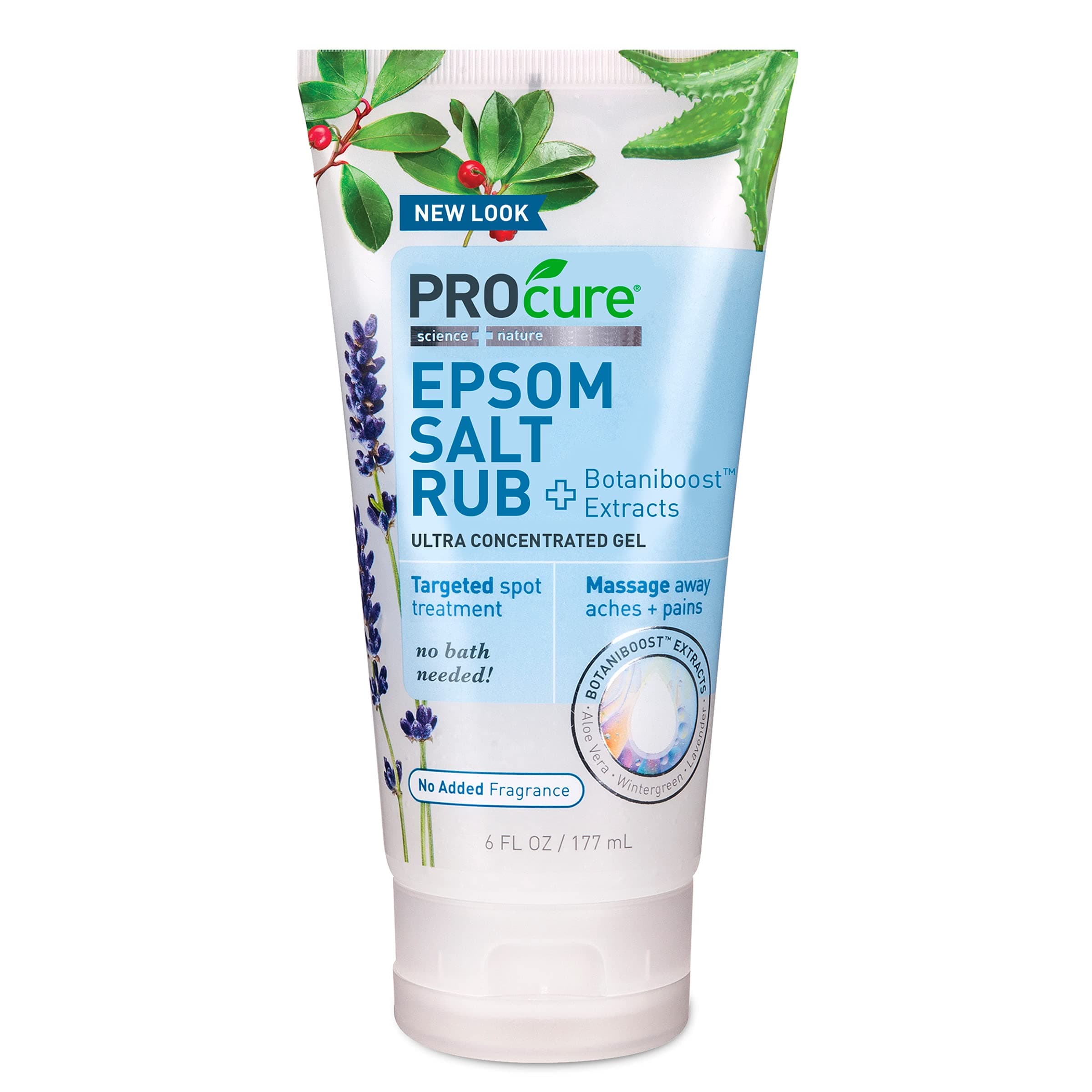 PROCURE Epsom Salt Rub Gel with Aloe Vera, 6 Fl Oz (Pack of 3)